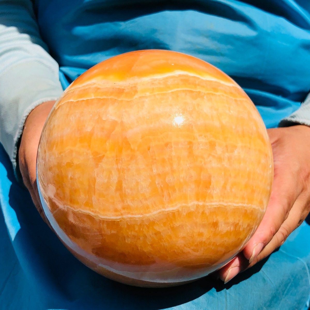 3960G Top Natural Yellow Calcite Ball Quartz Crystal Ball Reiki Healing 5540