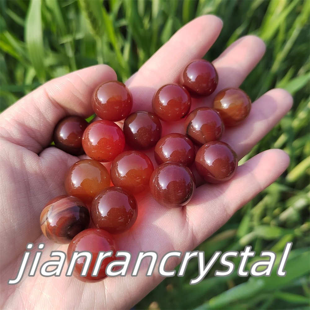 10pcs Natural Carnelian Quartz Sphere Crystal Ball Reiki Repair 15mm+