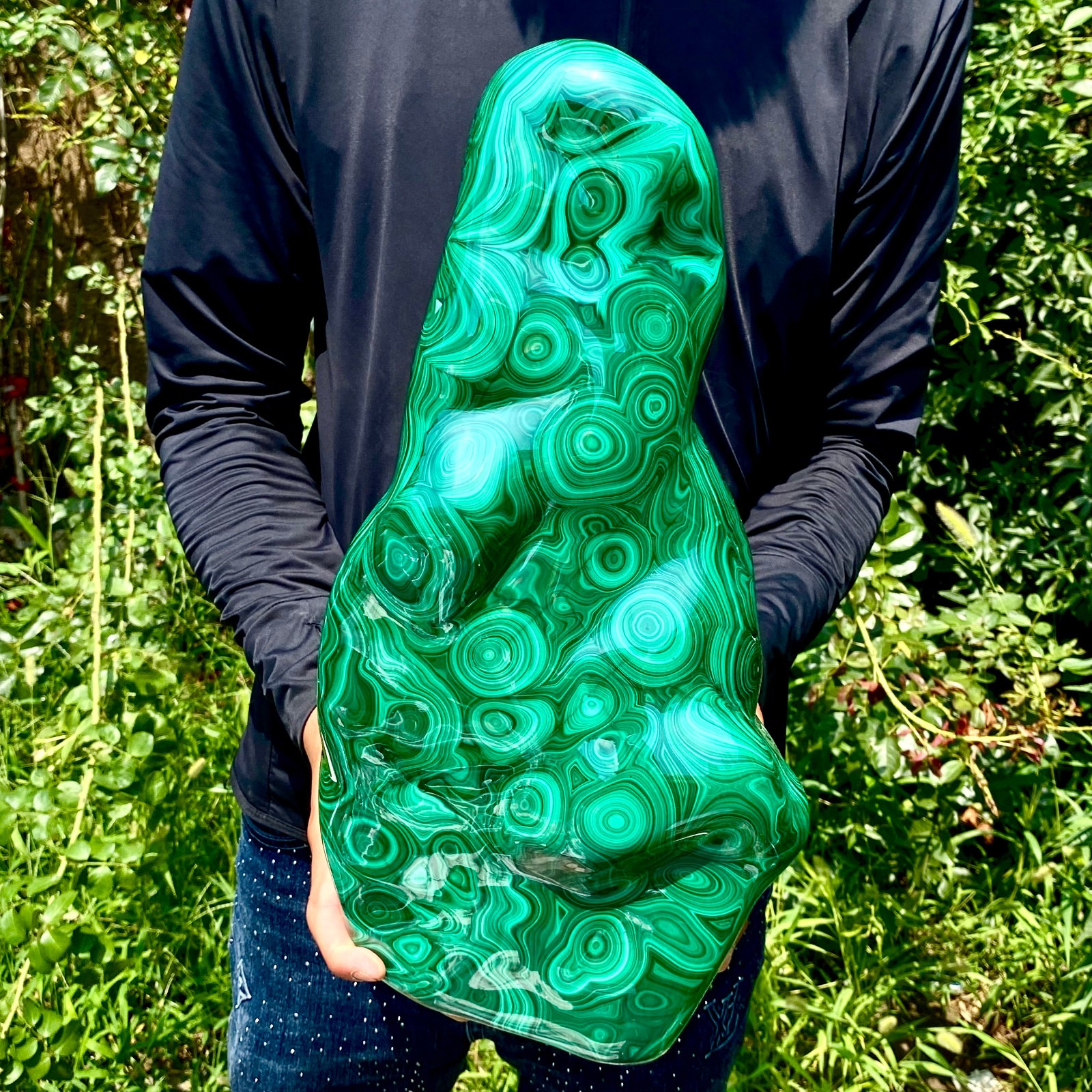 34.9LB Natural Polished Malachite Mineral freeform specimen Reiki Stone Healing
