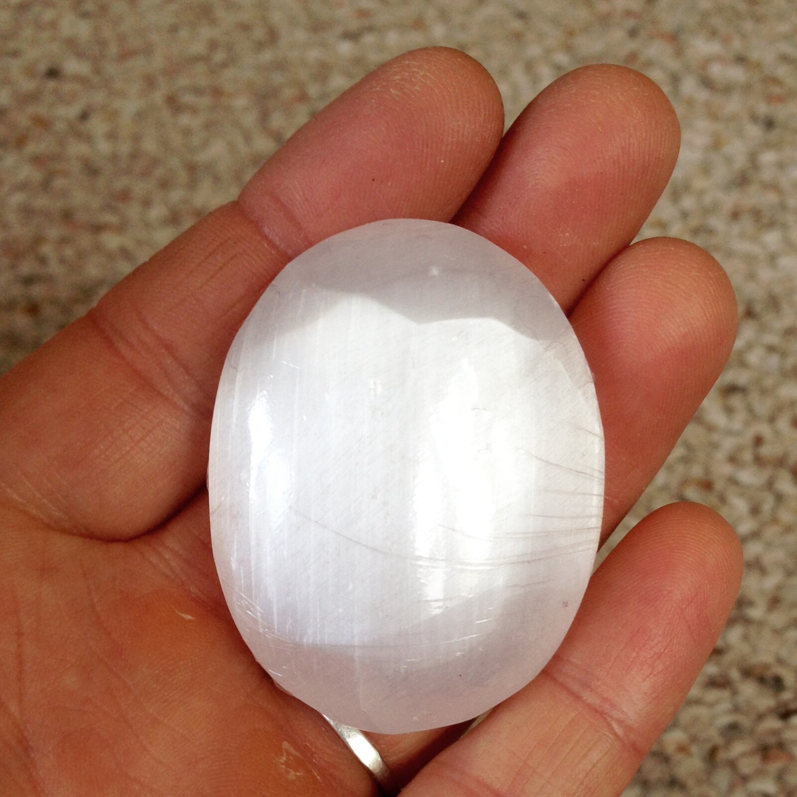 Natural Selenite Palm Stone Crystal Healing Reiki LOT of 10 Polished Worry Stone