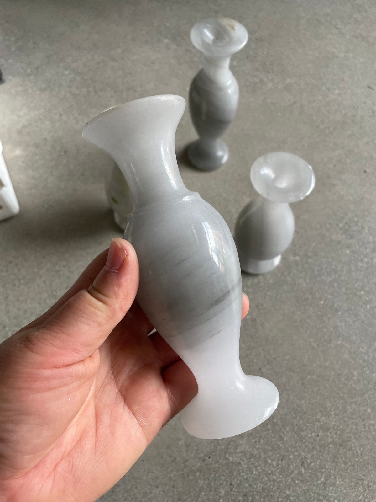 Natural jade, quartz crystal, hand carved vase 1pc