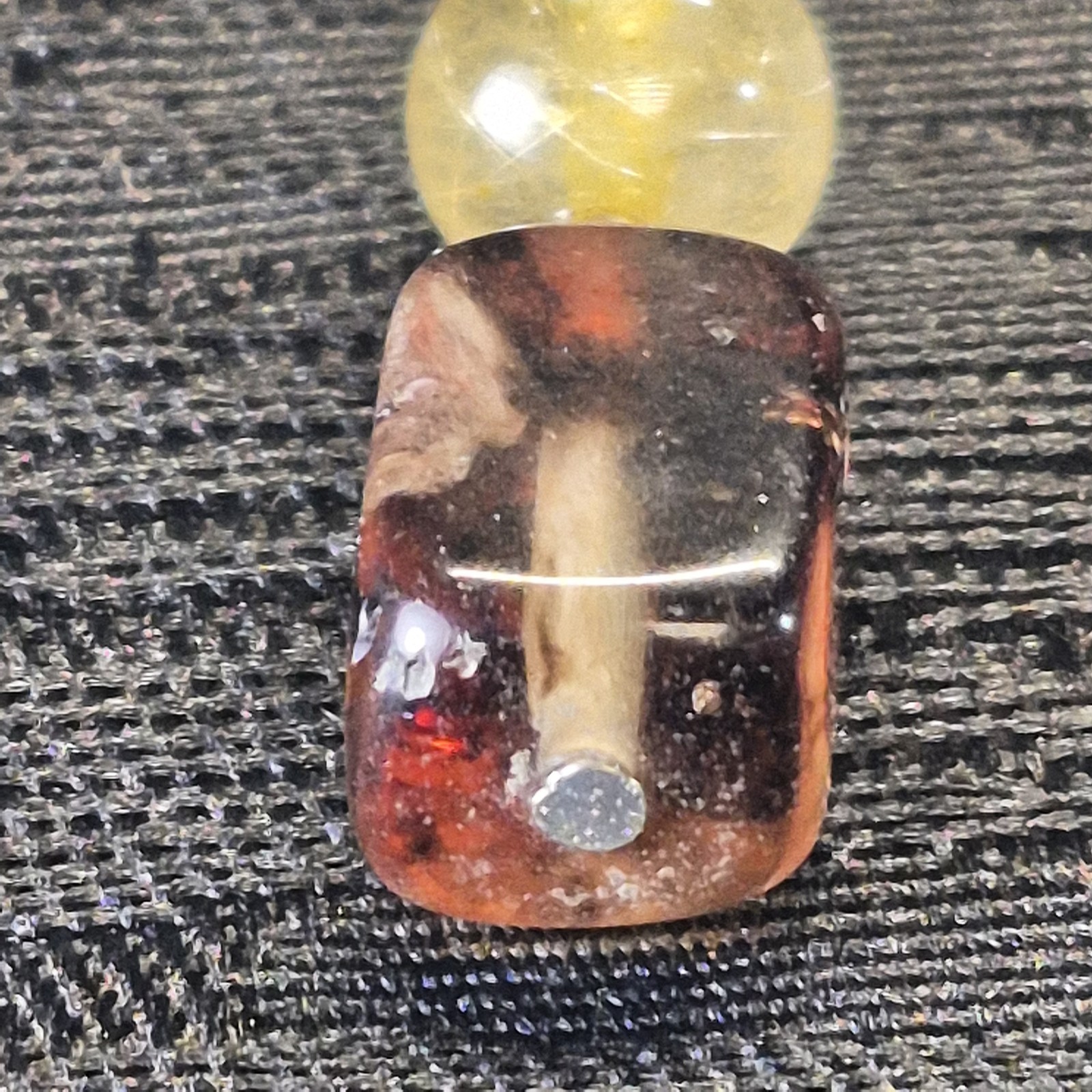 Mixed Quartz Rootbeer Brown Rectangular Cube With Lobster Claw Clasp