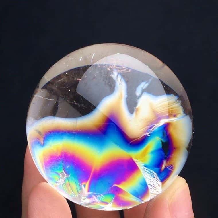 Top Natural Clear Quartz Rainbow Ball 46mm Crystal energy sphere Reiki Healing