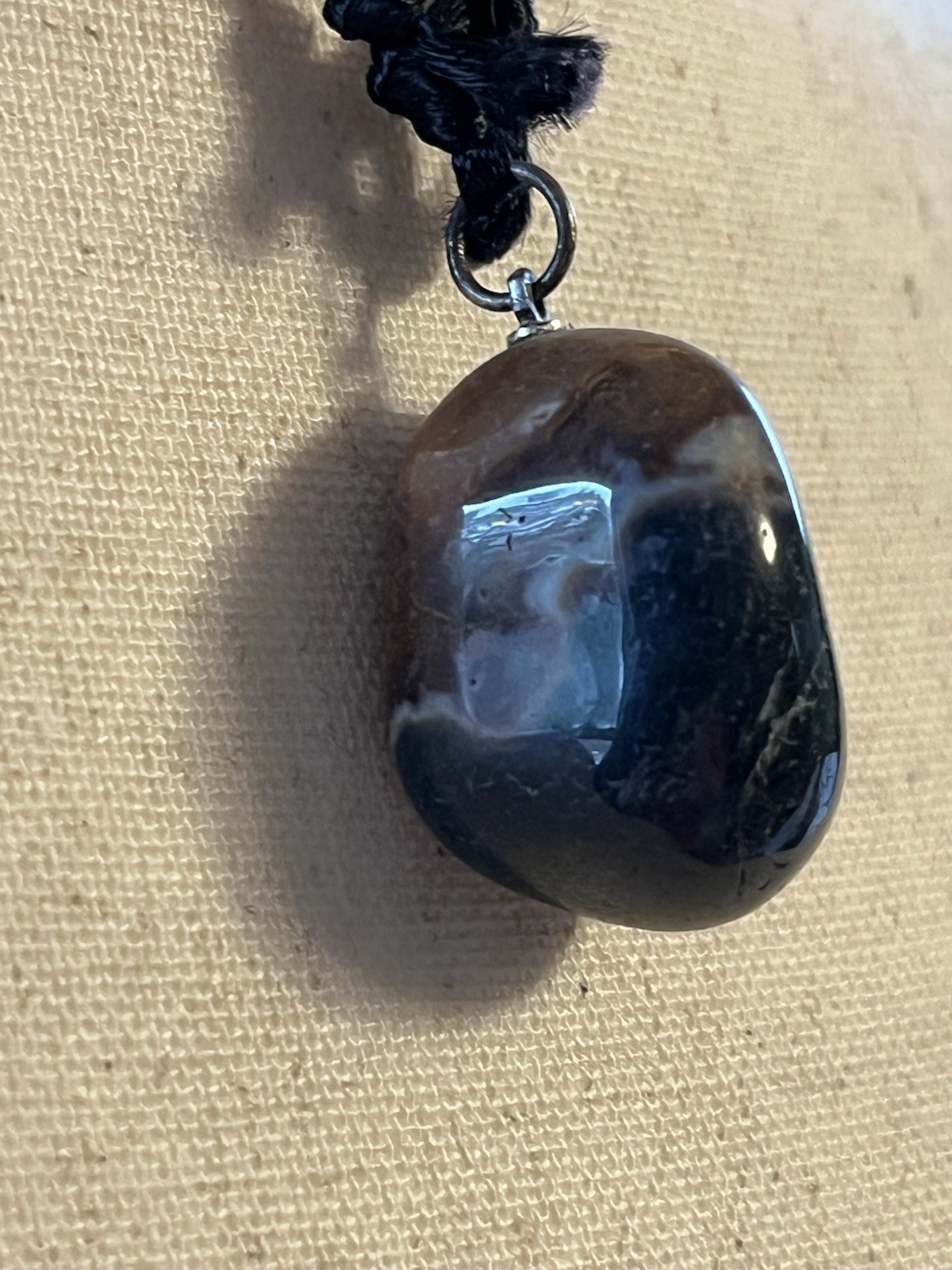 Natural Blue & Brown Jasper Gemstone Tumbled Stone Pendant Necklace Healing
