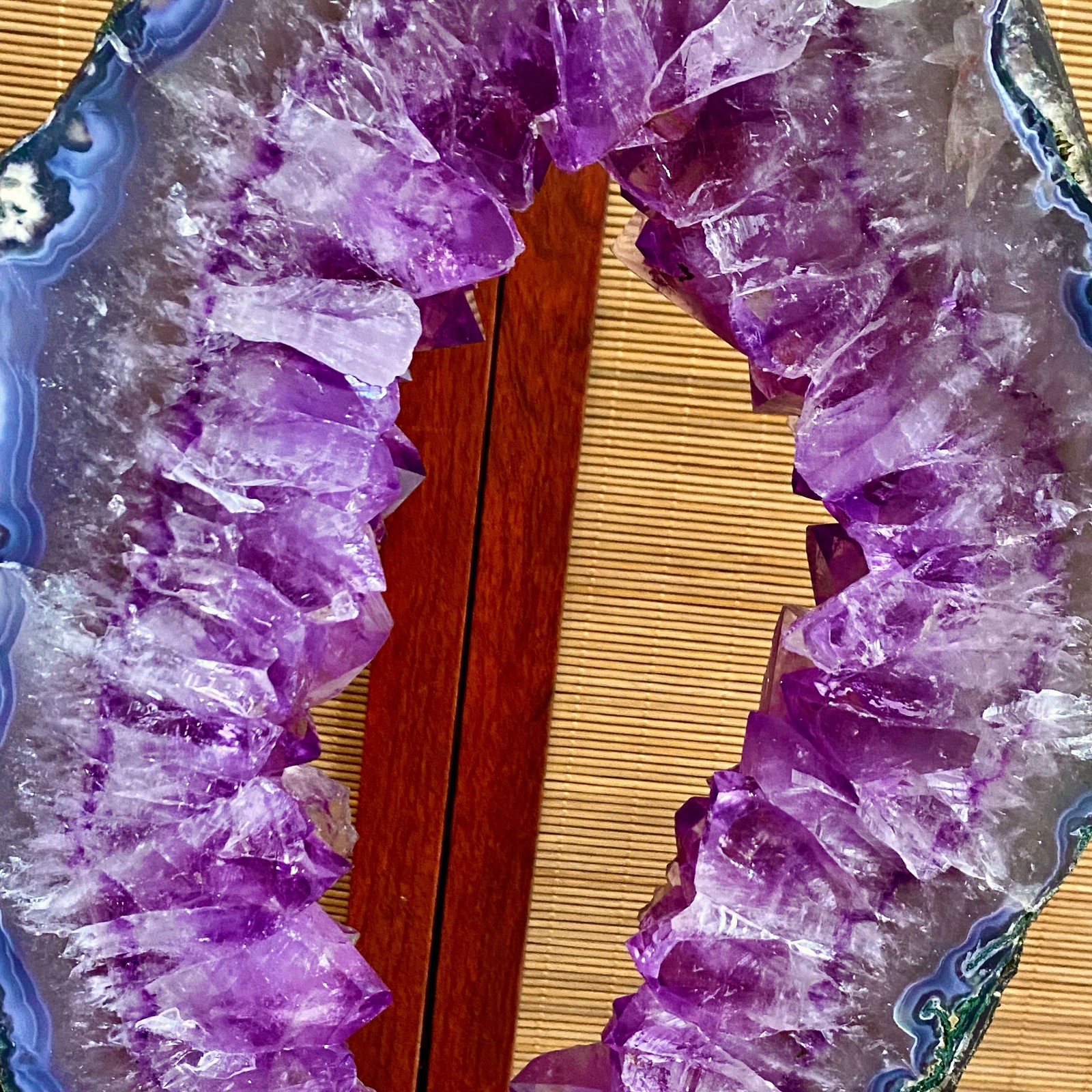 15.1LB Natural Amethyst Cave Crystal Slice Crescent shaped Hand Cut Repai