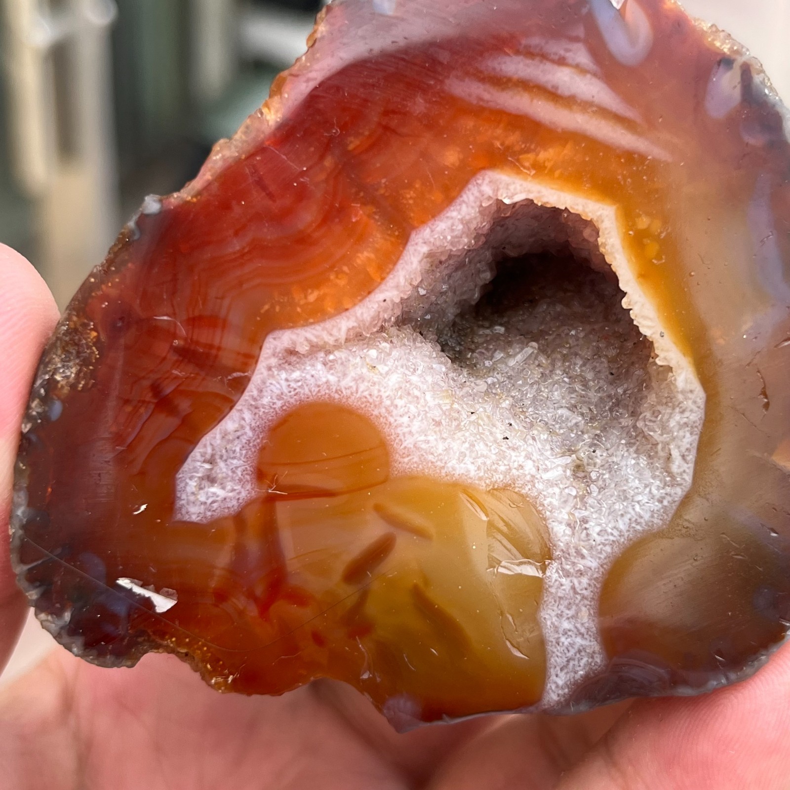 245g Small Natural Red Agate Geode Carnelian Druzy Crystal Mineral Specimen