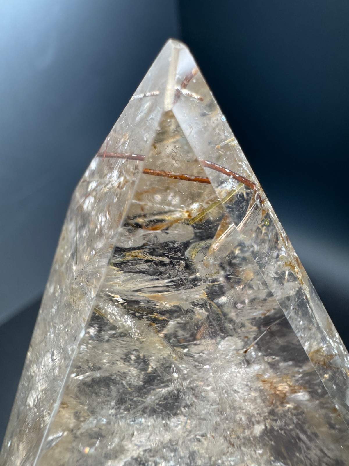 6516 Clear Quartz Free Form with Red and Gold Rutile Brazil 125g