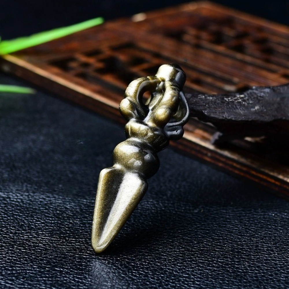 Natural Obsidian Vajra Phurba Crystal Carving Protection Healingstone Decor Gift