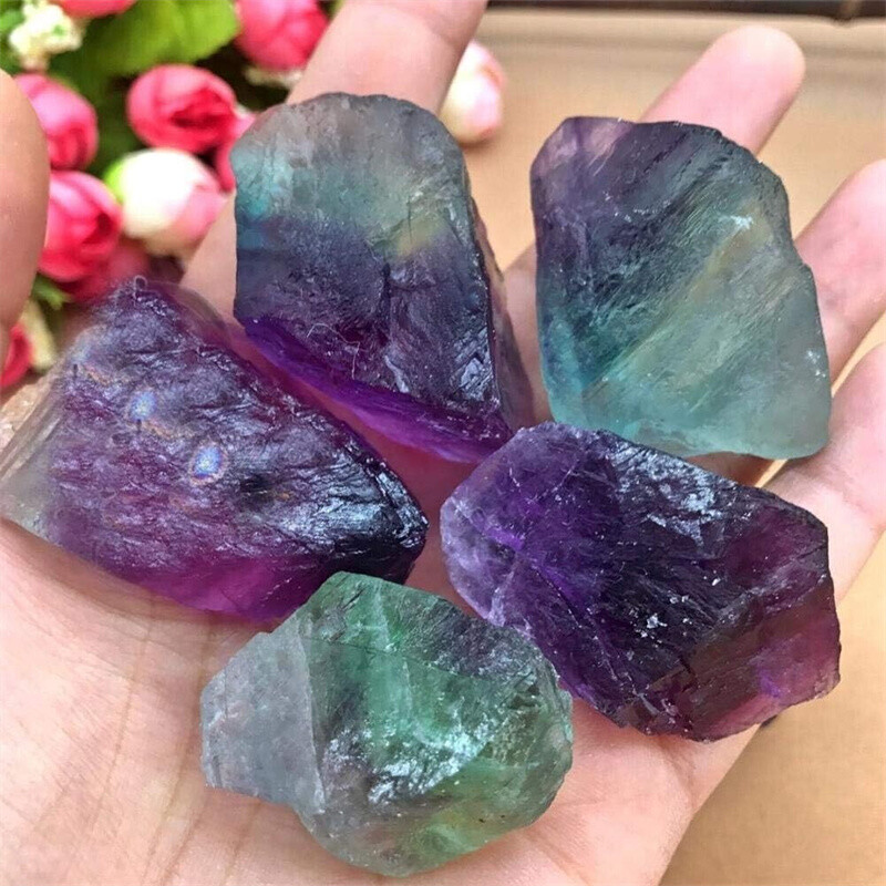 Raw Rough Rainbow Fluorite Chunks Healing Crystal Mineral Rocks Specimens 1PCS