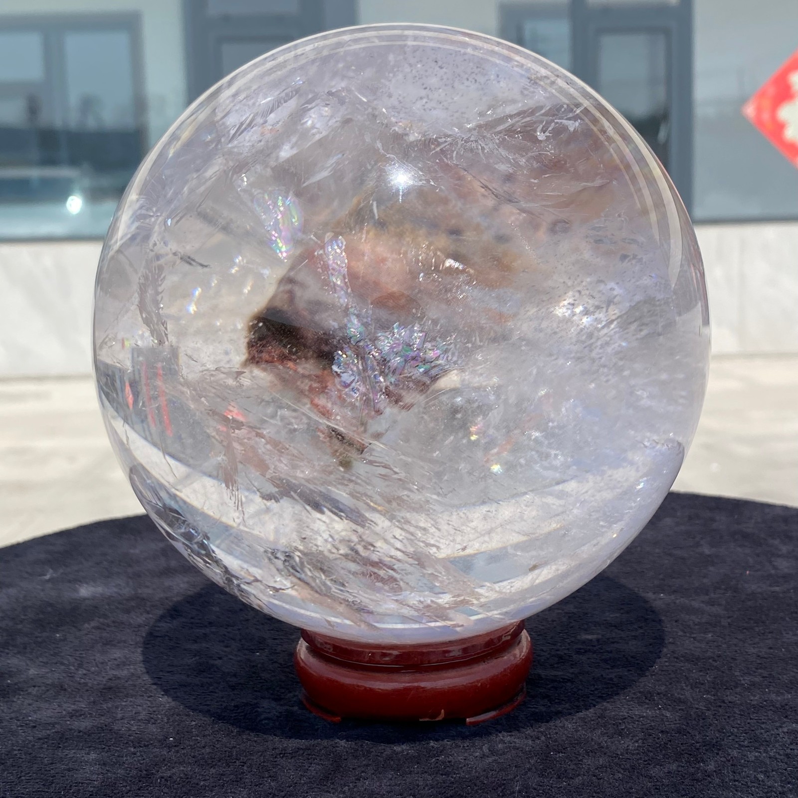 11.5LB Natural Rainbow Green Ghost Quartz Sphere Energy Crystal Ball Reiki Decor