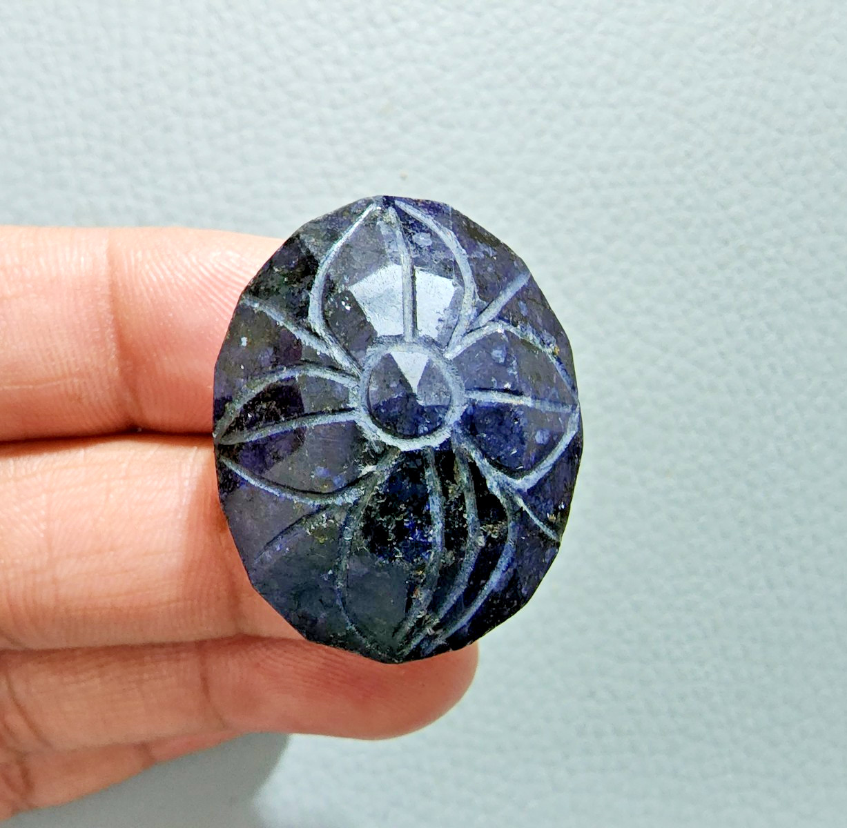 Fabulous Blue Sapphire Carving 128 Ct Handcrafted Gemstone Loose Art Gemstone