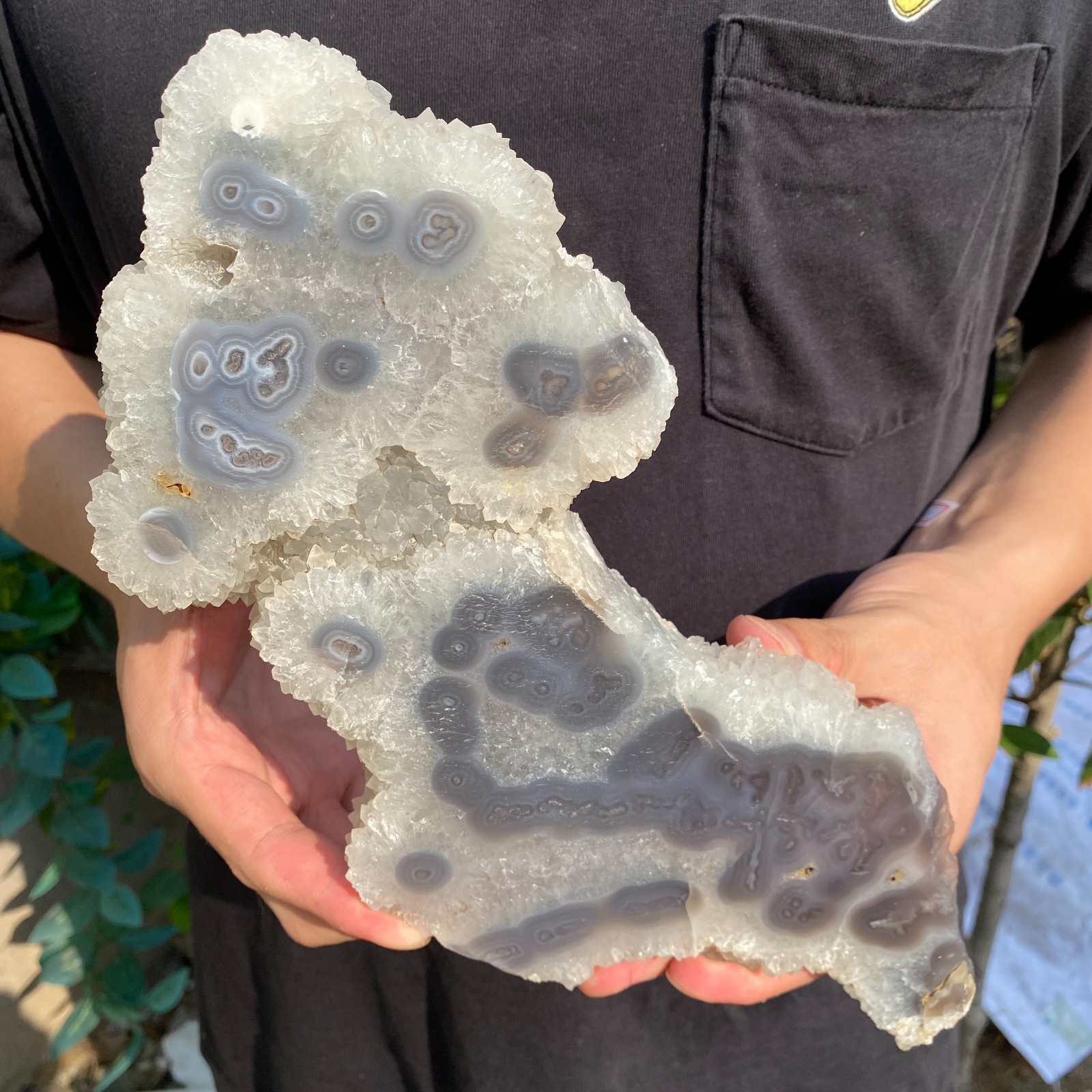 2.8lb Natural stripe agate geode quartz crystal rough slice Mineral specimens