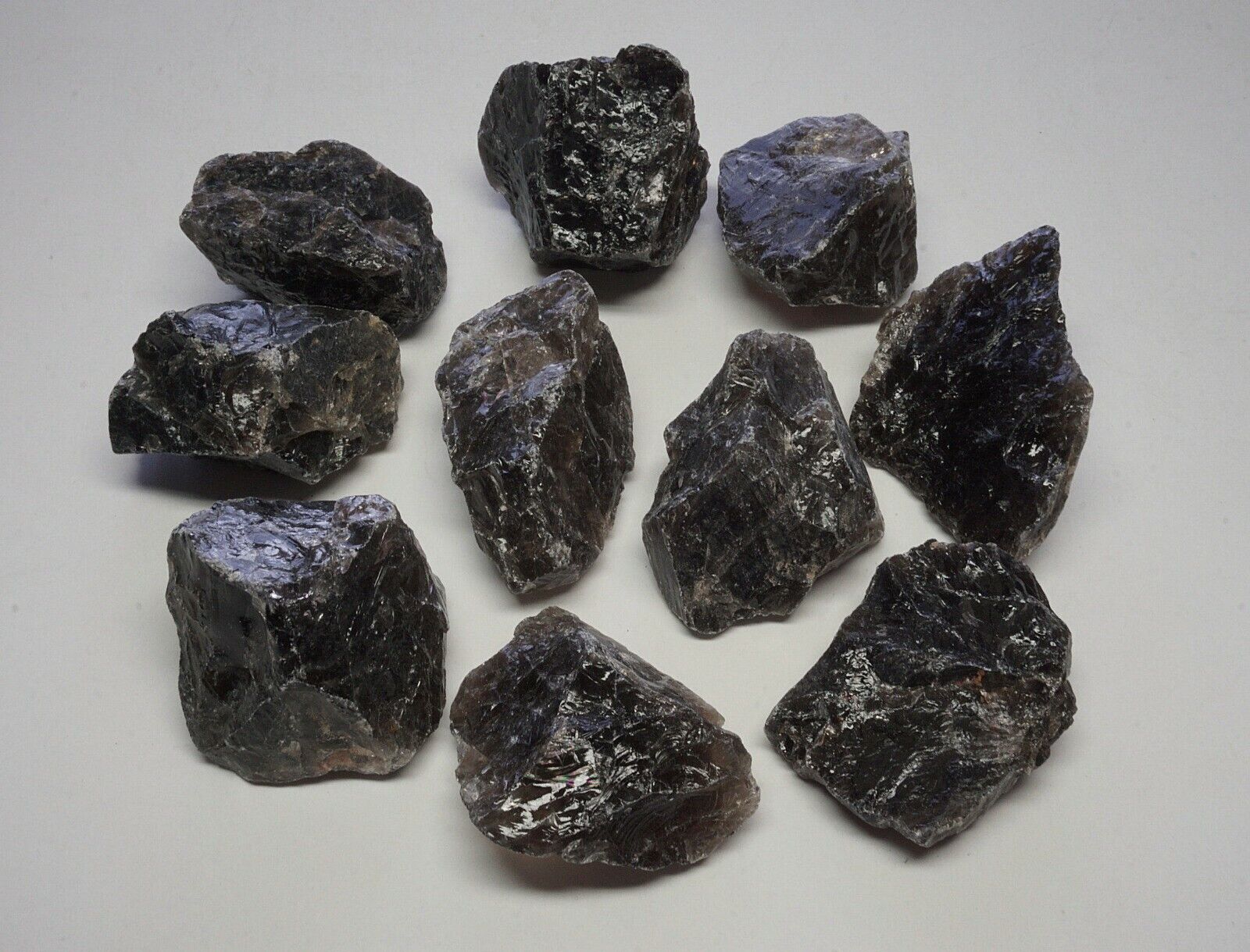 Smoky Quartz 10 Piece Box Natural Brown Gray Crystal Chunks Gemstone Specimens
