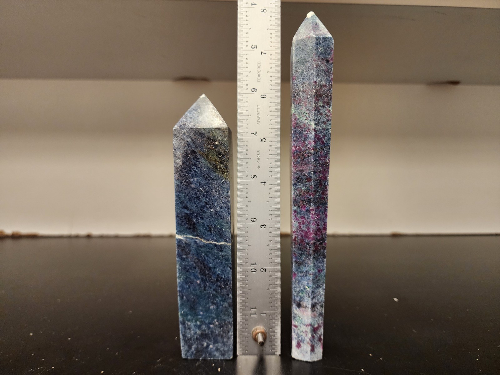 Ruby in Blue Kyanite Crystal Tower & Wand Set UV Reactive Natural