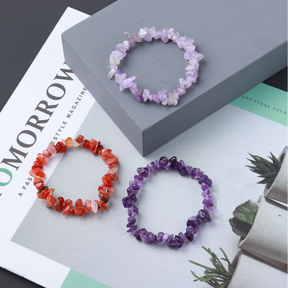 1pc Crystal Gemstone Chips Beads Stretchy Bracelet Reiki Chakra Fashion Jewelry