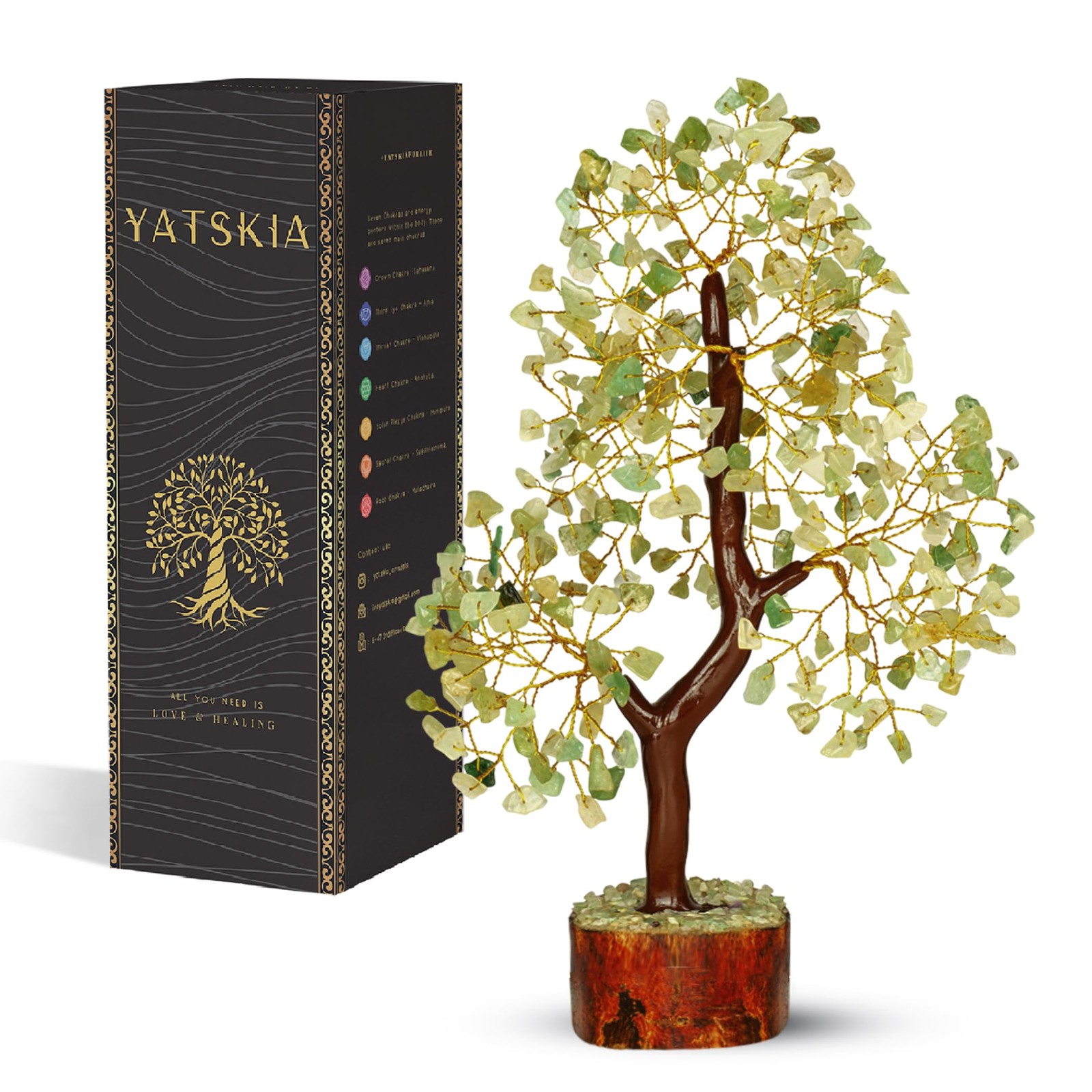 Green Jade Stone – Tree of Life, Bonsai Jade Tree, Crystal Tree, Artificial T…