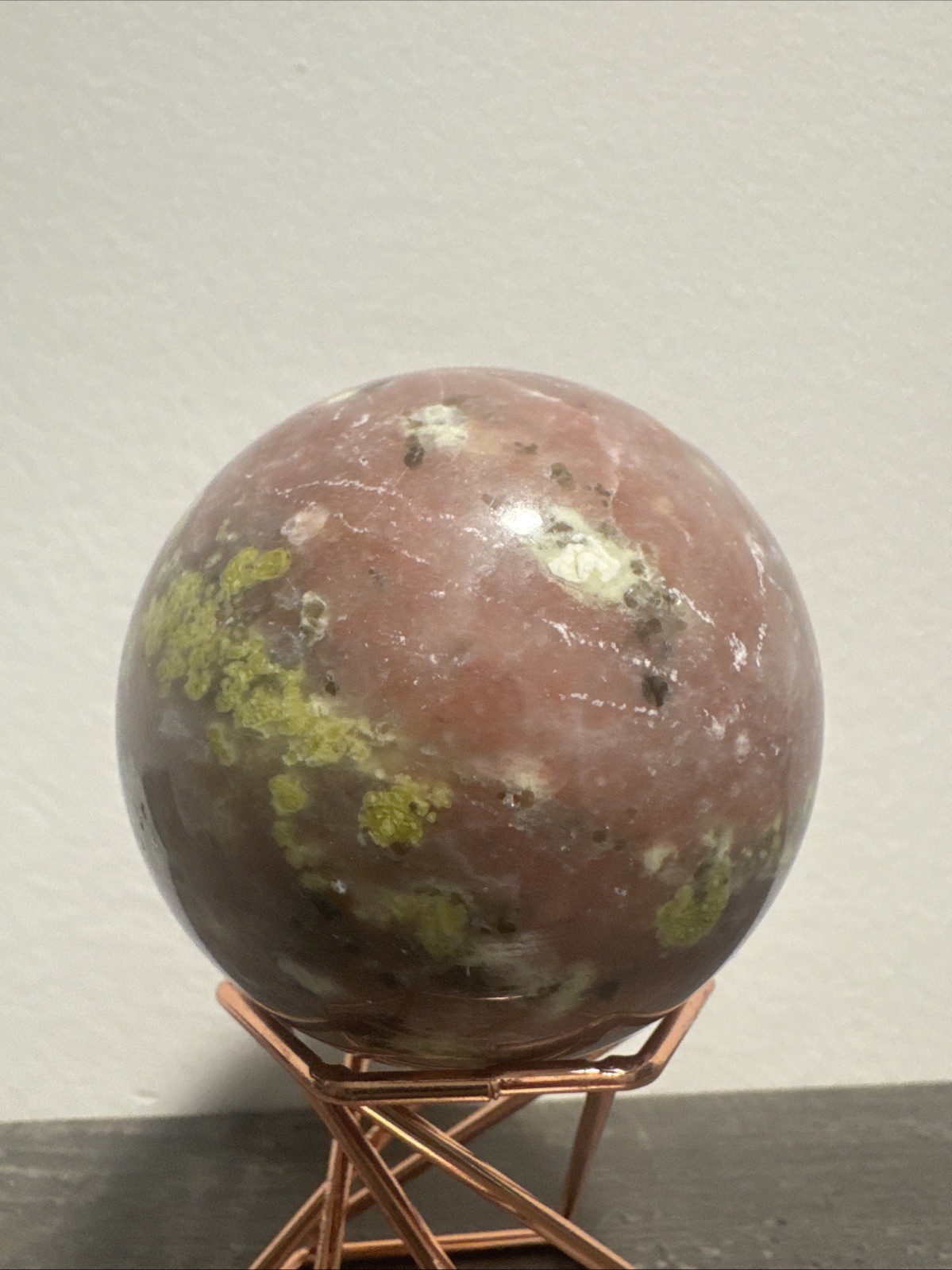 Peach Blossom Crystal Sphere 258 Grams 56 mm