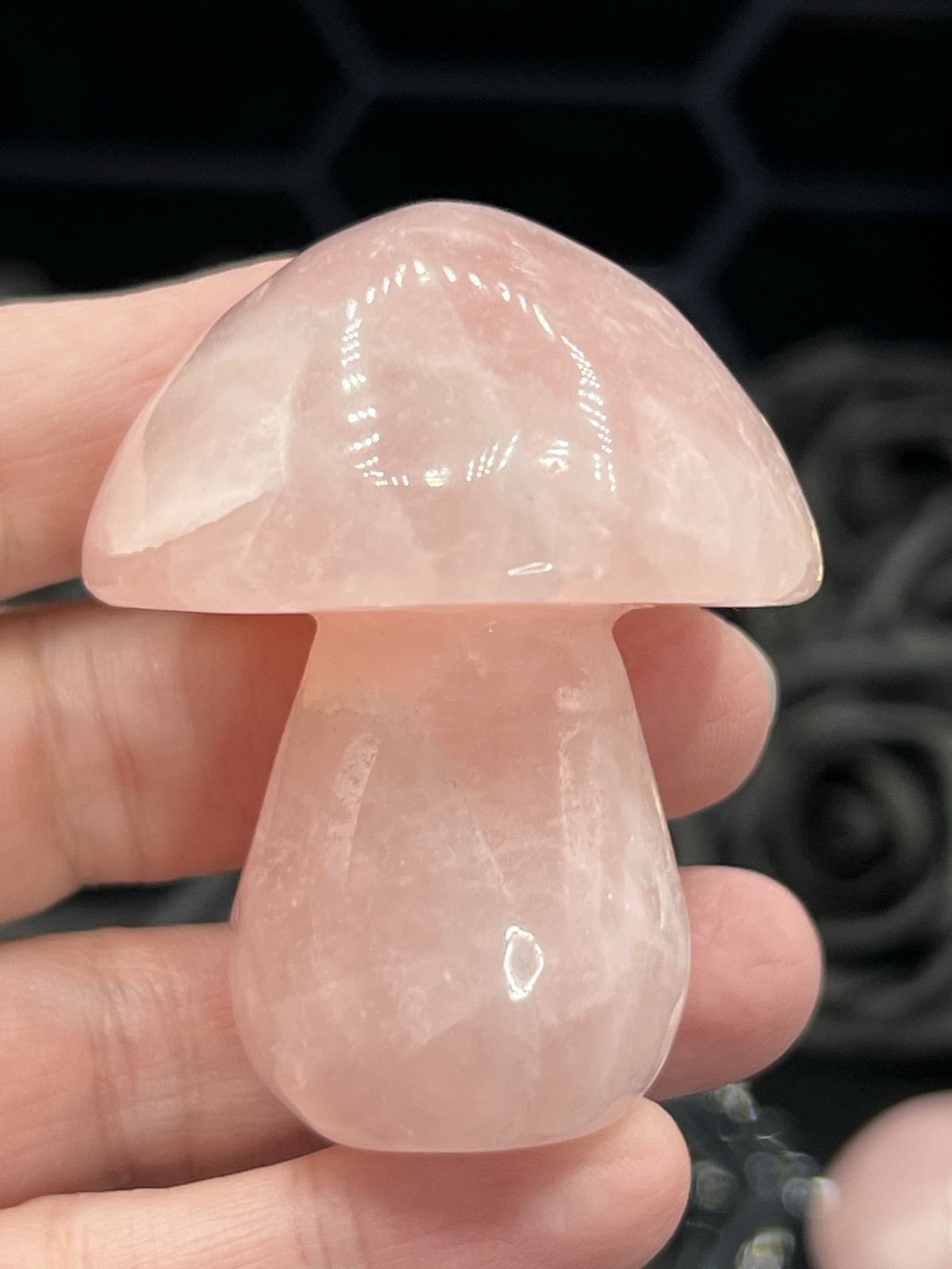 Natural ROse Quartz Carved Mushrooms. Free ship & Gift