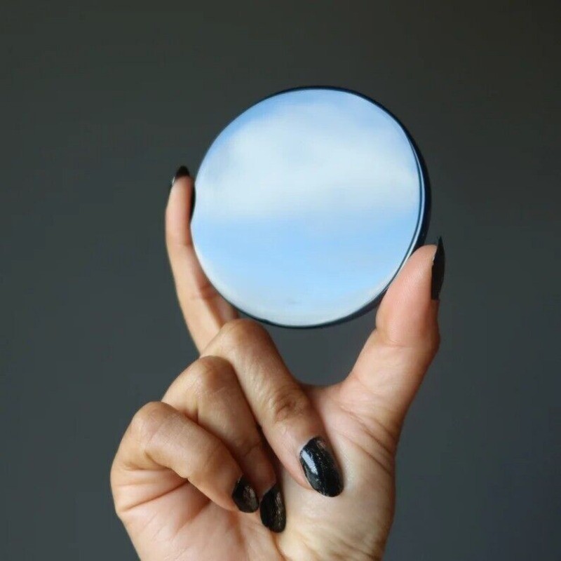 Genuine Black Obsidian Wafer Scrying Mirror Healing Reiki Mirror Home Decor Gift