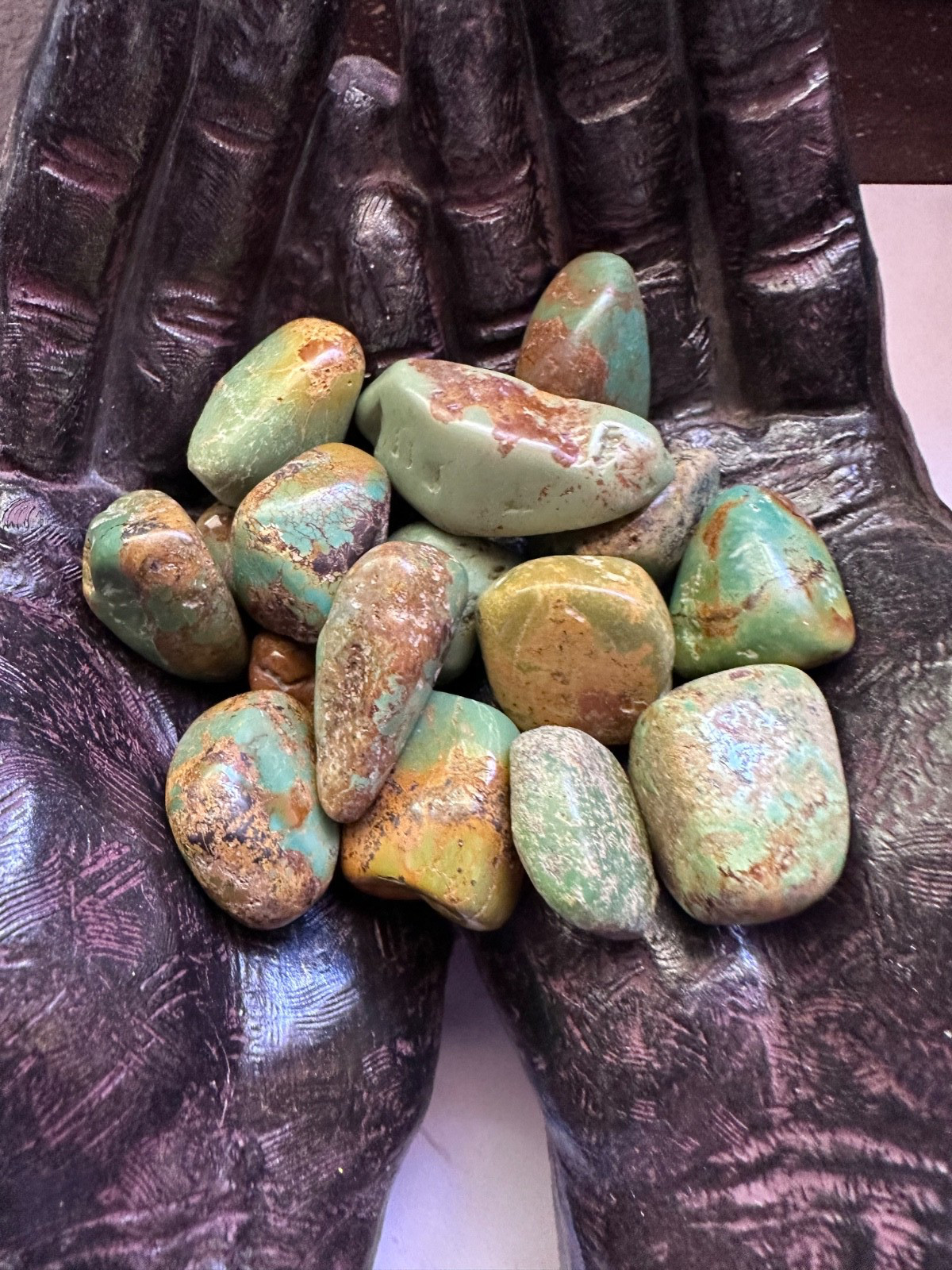 6X Green Kingman Turquoise Tumbled Stones 20-30mm Reiki Healing Crystals Protect