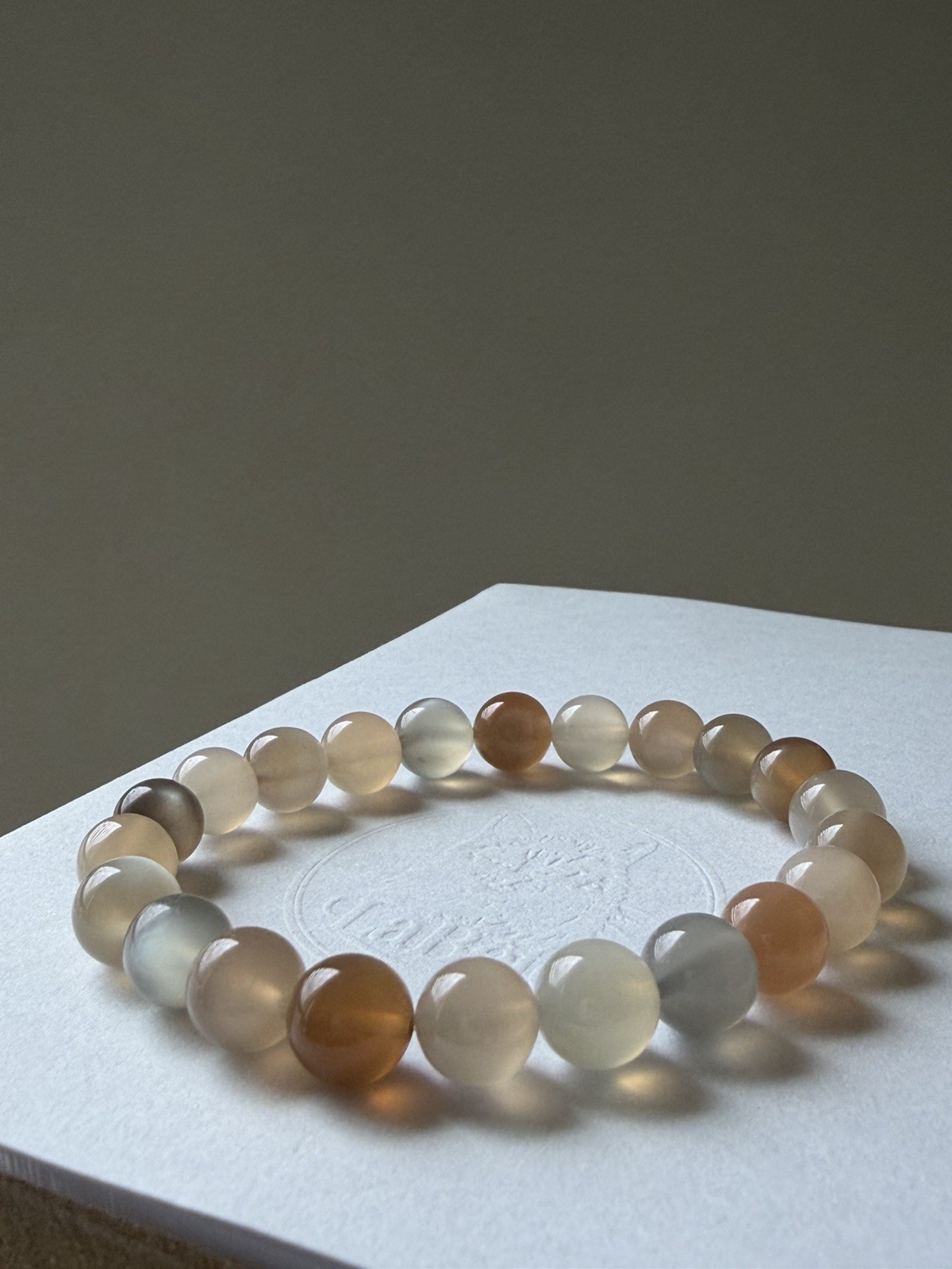 AAA+ Natural Colorful Multi Color Peach Gray White Flashy Moonstone Bracelet