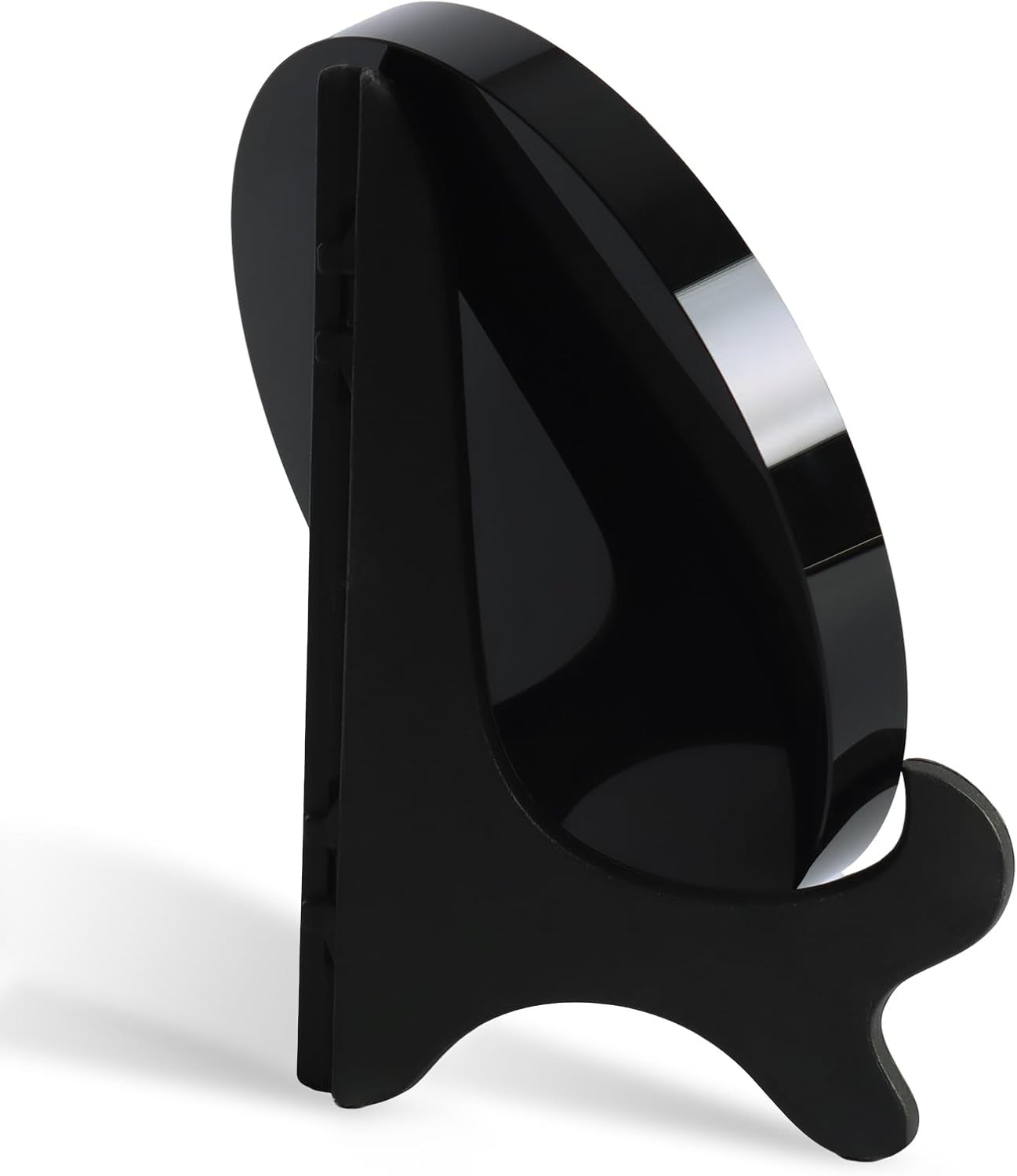Black Obsidian Scrying Mirror, Black Obsidian Feng Shui Mirror with Stand and St
