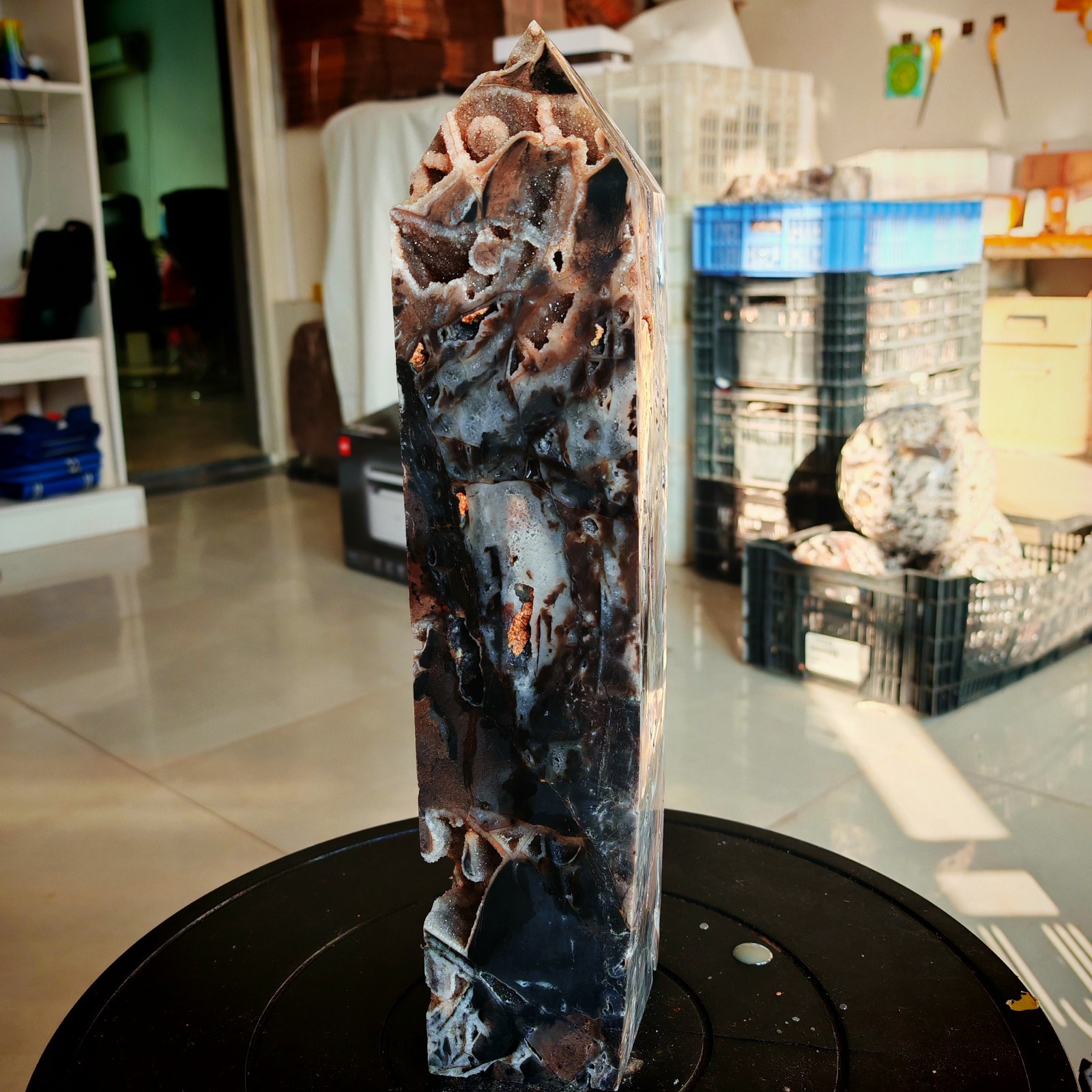 10.56LB Polishing and repairing of natural sphalerite crystal columns 4800g