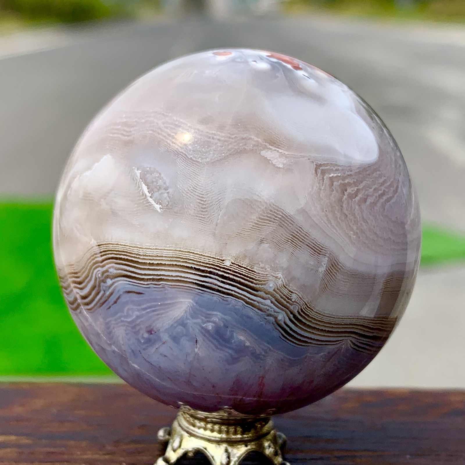 130GNatural Silk agate Sphere Quartz crystals Balls Reiki Healing Gem