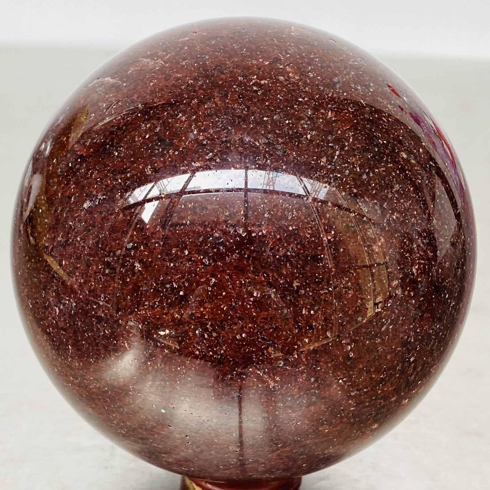 Natural strawberry Quartz Sphere Quartz Crystal Ball Reiki Healing 2240G