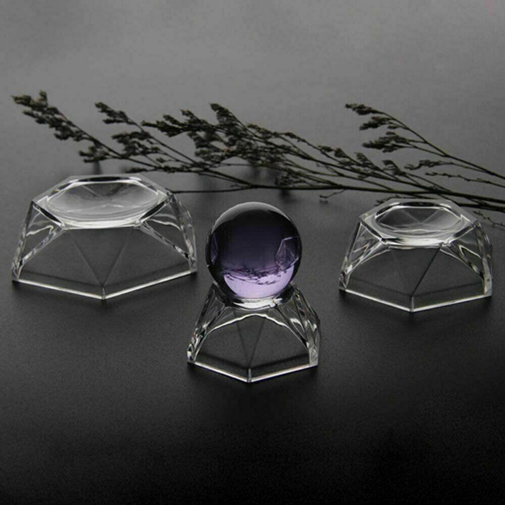Crystal Sphere Base Quartz Acrylic Holder Wood Display Support Home Decor 10-90x