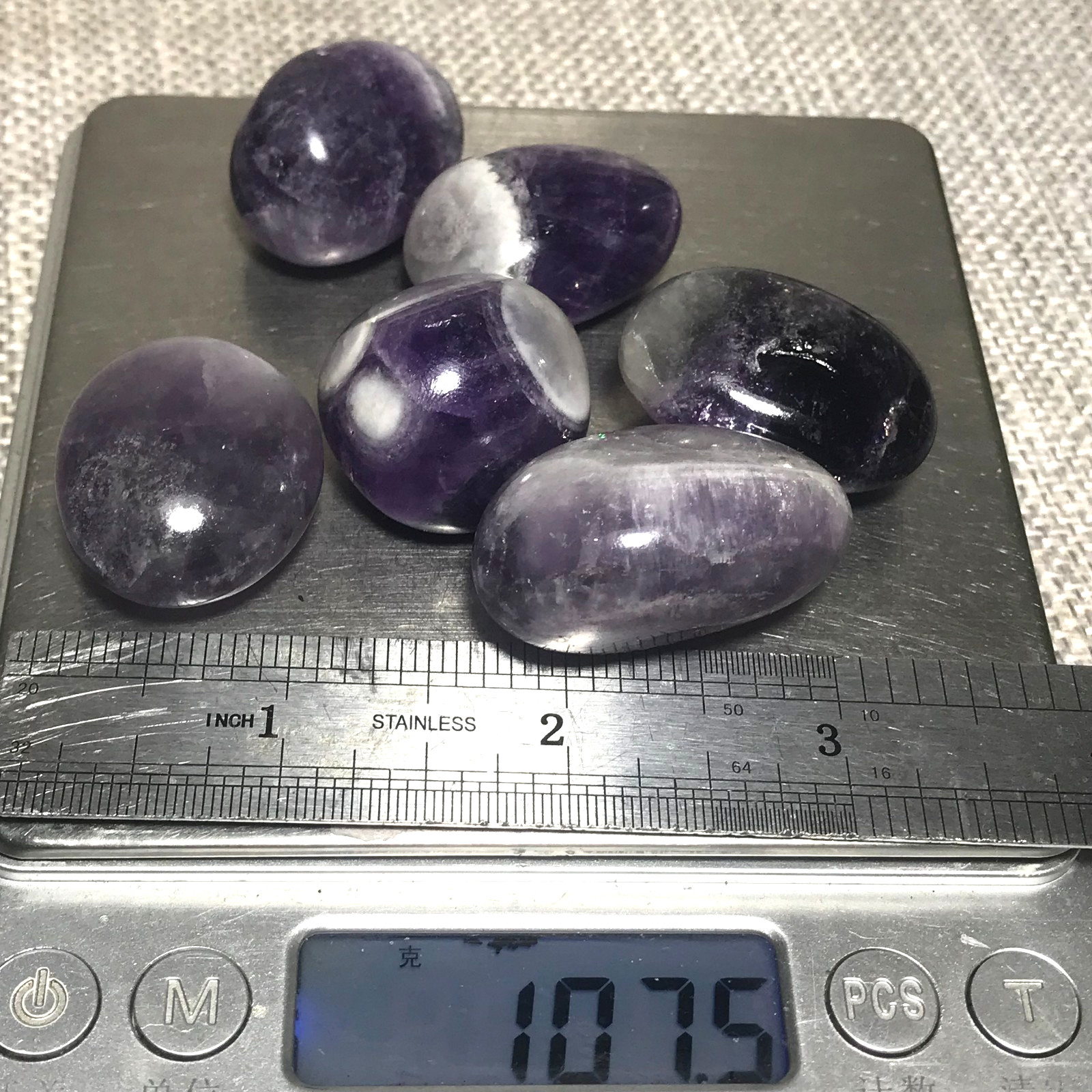 107g 6pcs Natural Chevron Amethyst – Rough Rocks for Tumbling 02