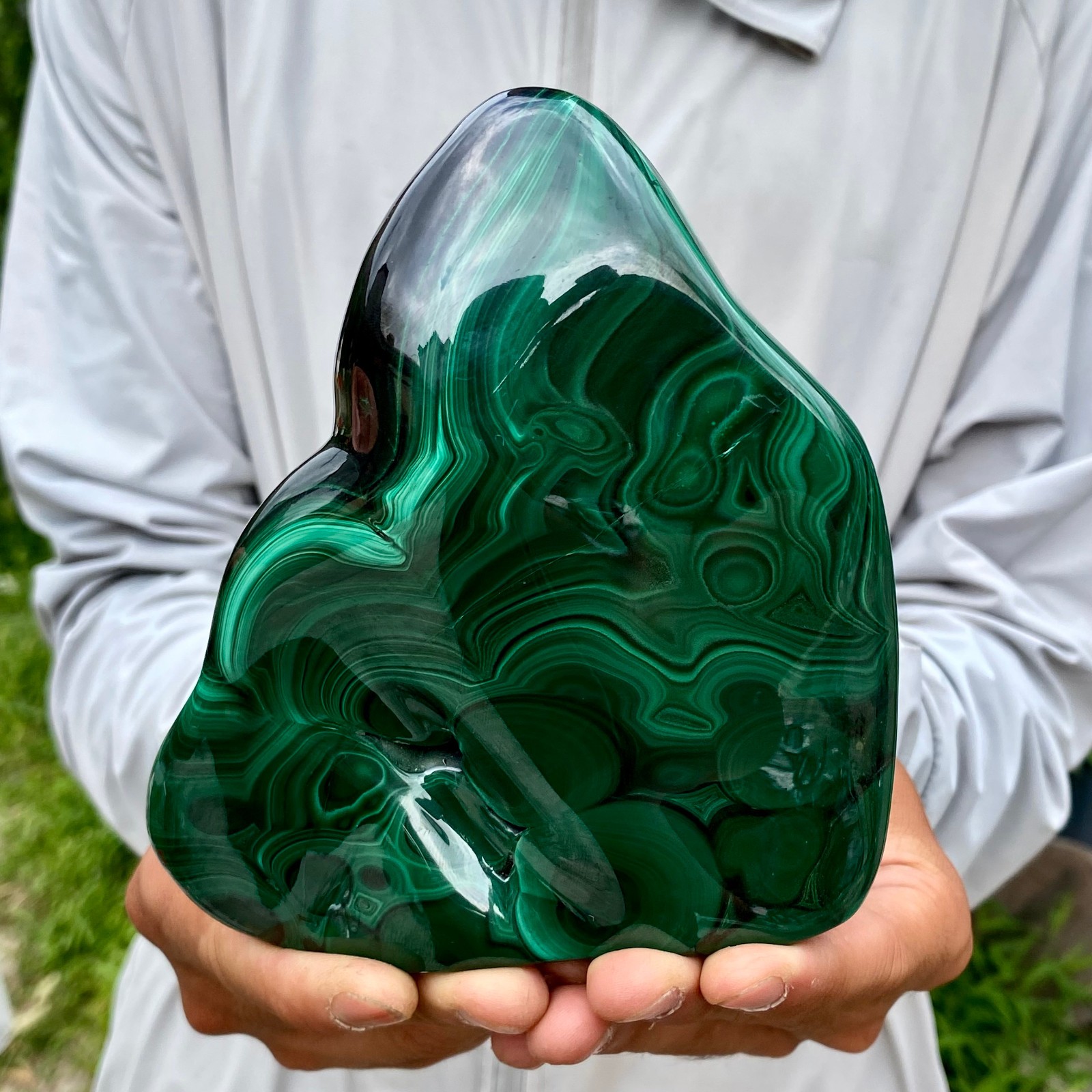 2.53LB Natural Glossy Malachite Cat Eye Transparent Cluster Rough Mineral Sample