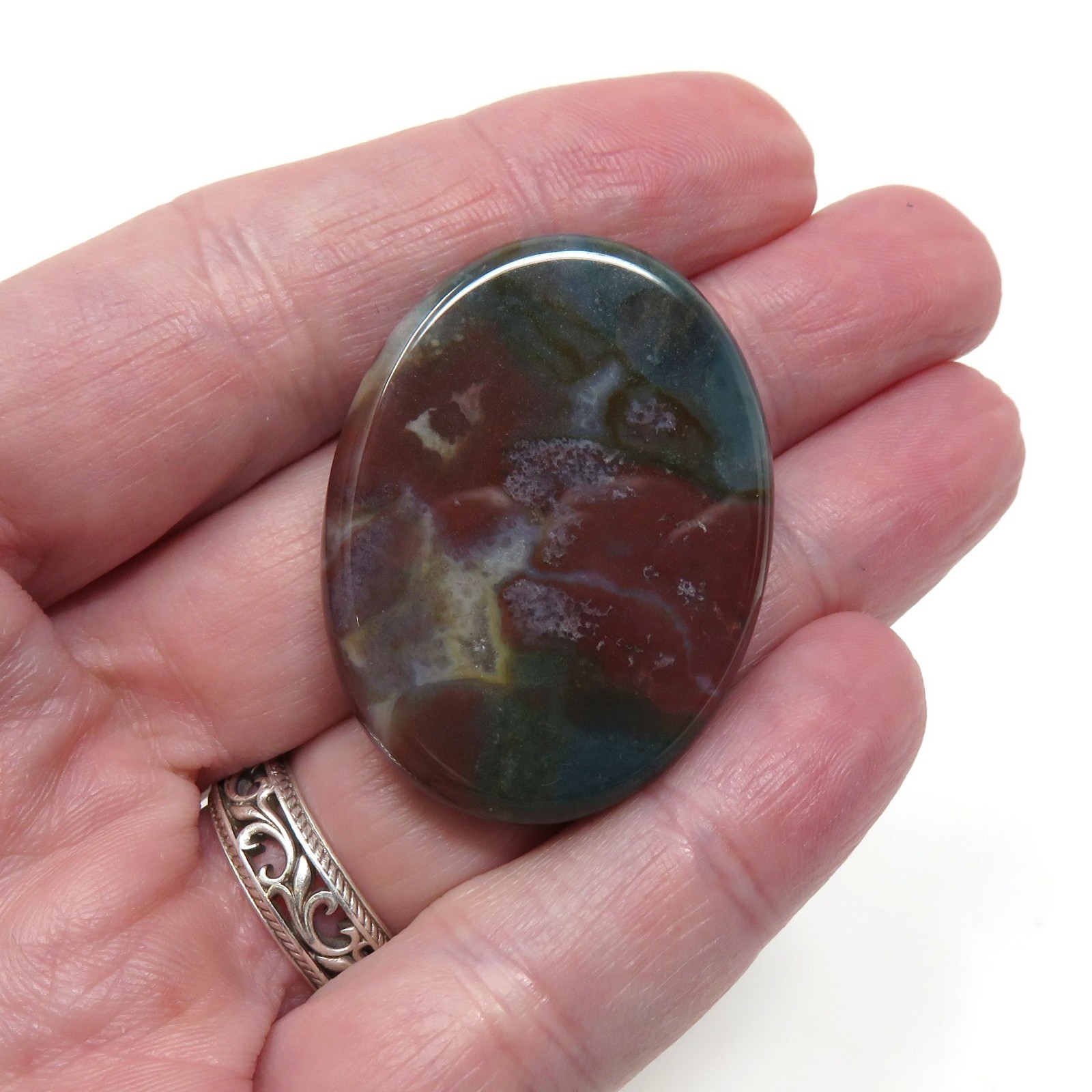 Indian Agate Worry Stone #1344 – 40mm x 30mm or 1.5″ x 1″ – 6mm Thick – Pocket