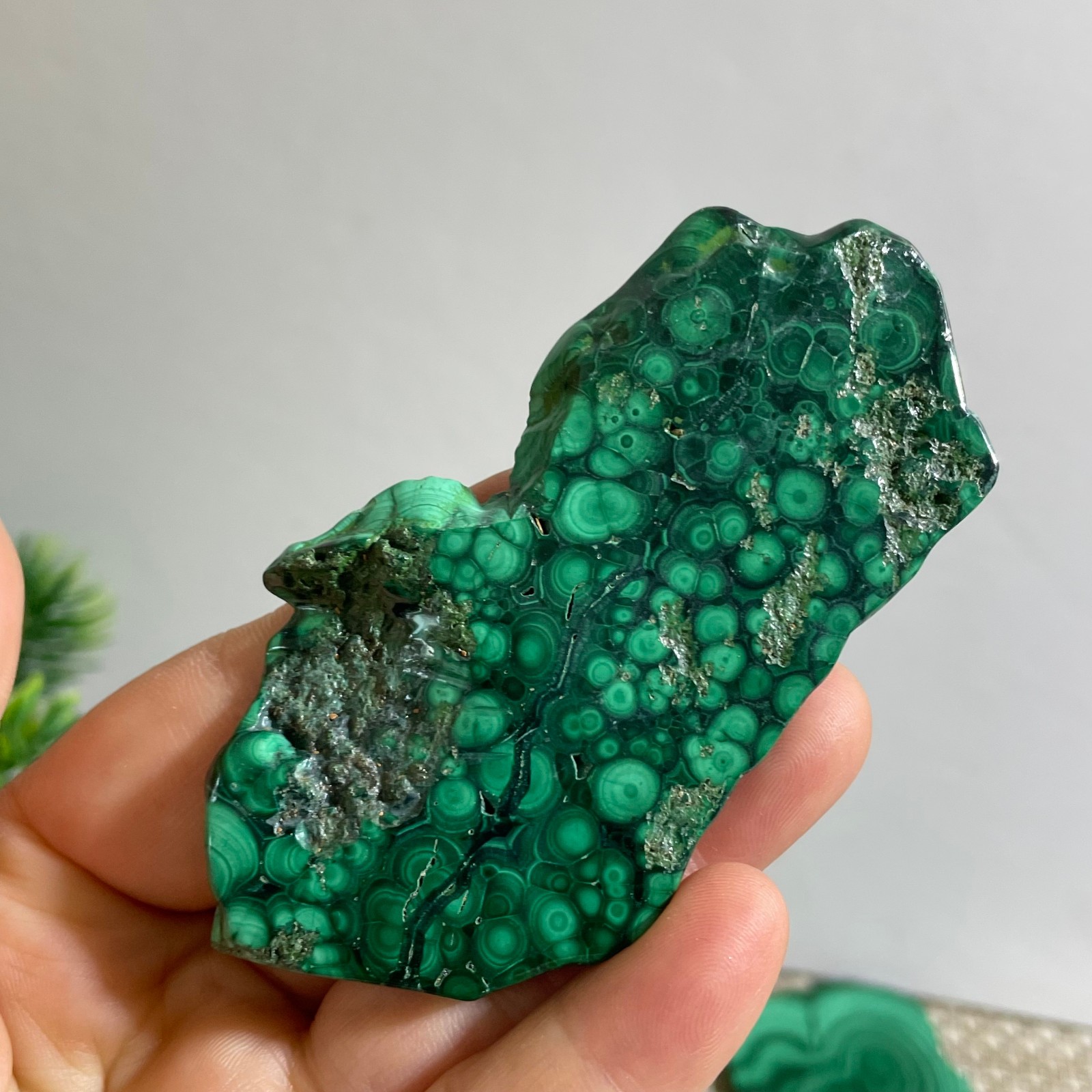 50g Genuine Malachite Crystal Slice Slab, Home Decor, Quartz Crystal Polished