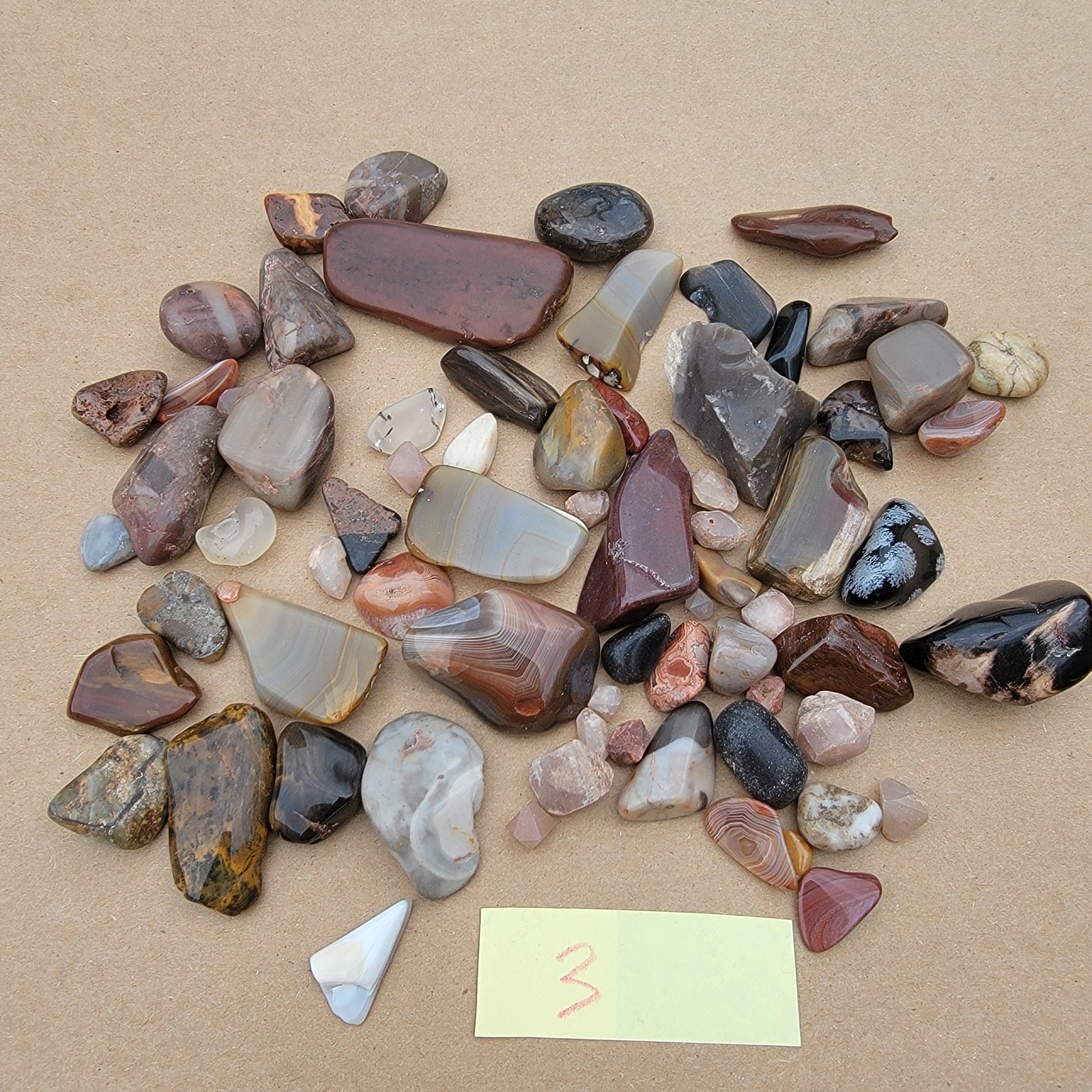 Lot #3 Mixed Polished and Rough Raw Stones Rocks – 10.4 Ounces Bulk Random