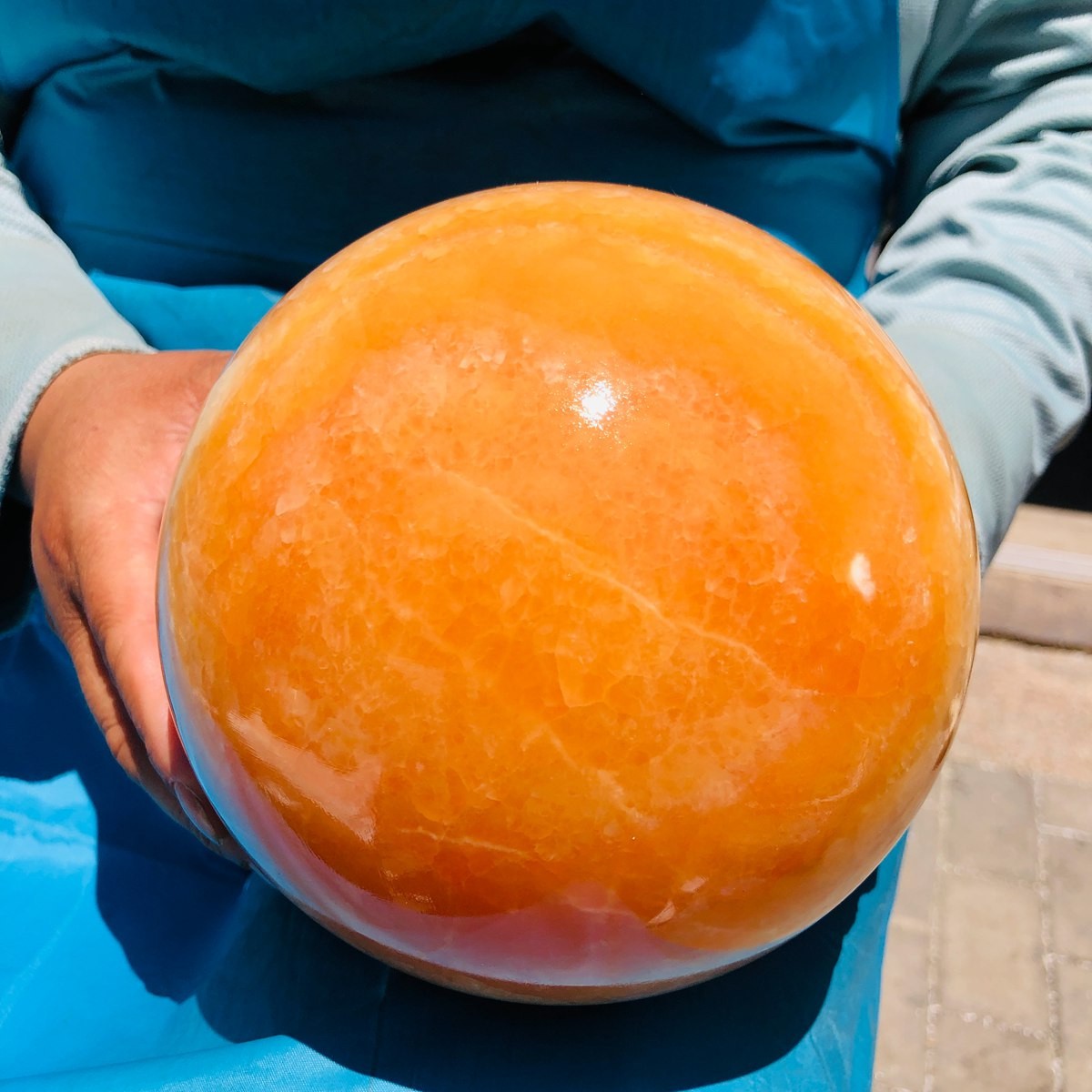 4380G Top Natural Yellow Calcite Ball Quartz Crystal Ball Reiki Healing 5532