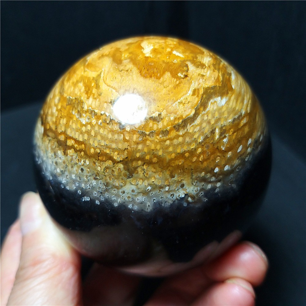 RARE 402.5G Natural Golden Hair Rutilated Quartz Crystal Sphere Healing C786