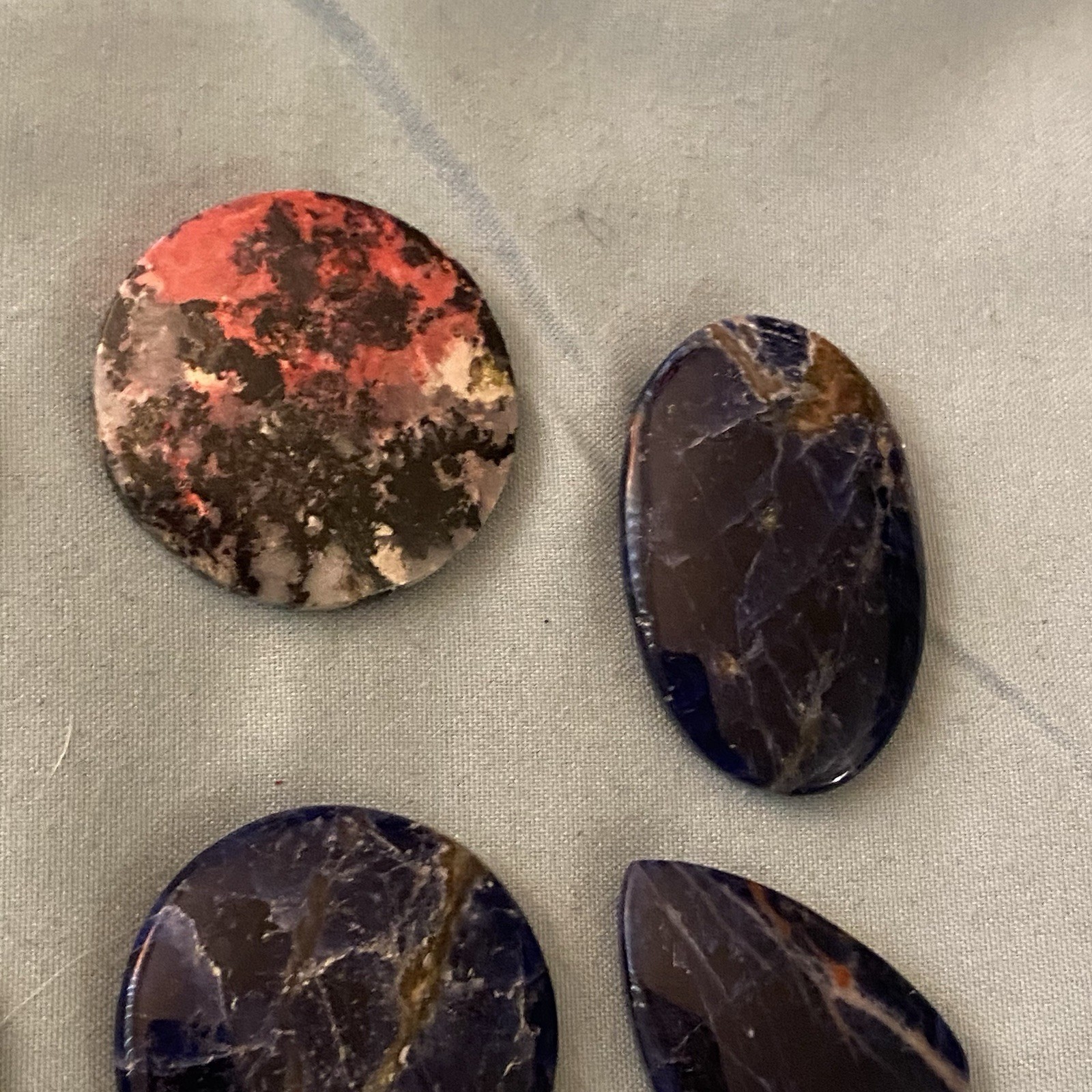 Lot Of 10 Crystal Stones Sodalite & Rhodonite Round Oval Oblong 1” To 1.5” Sizes