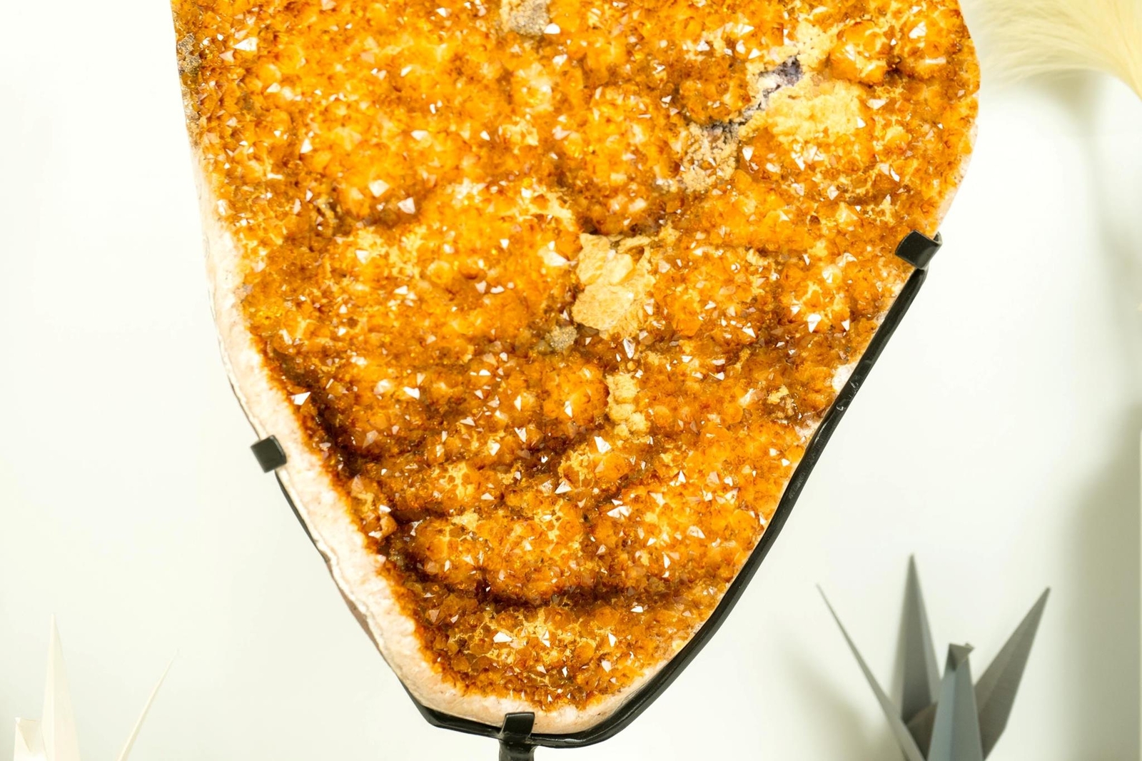 Large Citrine Cluster with Golden-Orange Druzy and Calcite after Galaxy Citrine