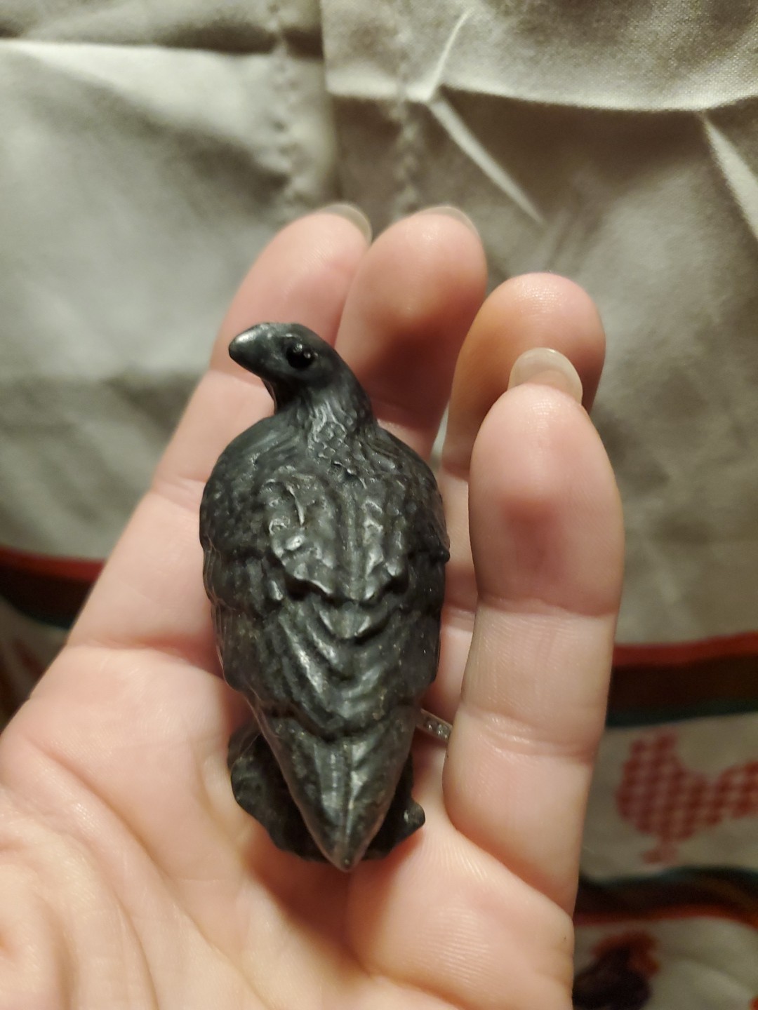 Carved Ophiolite Raven Crystal Figure