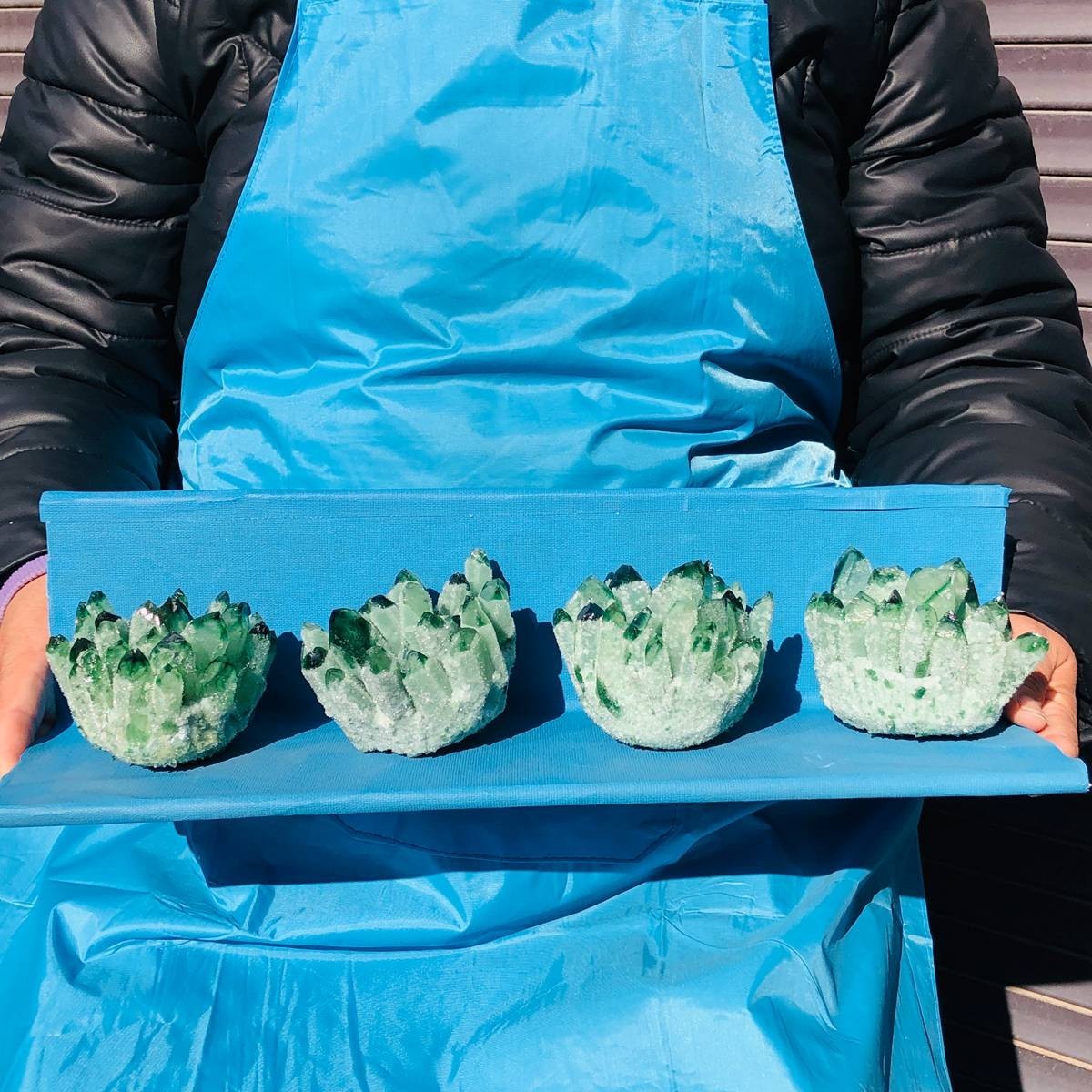4 piece Lab-Grown Green Crystal Clusters Healing Energy Home Decor 3.82LB