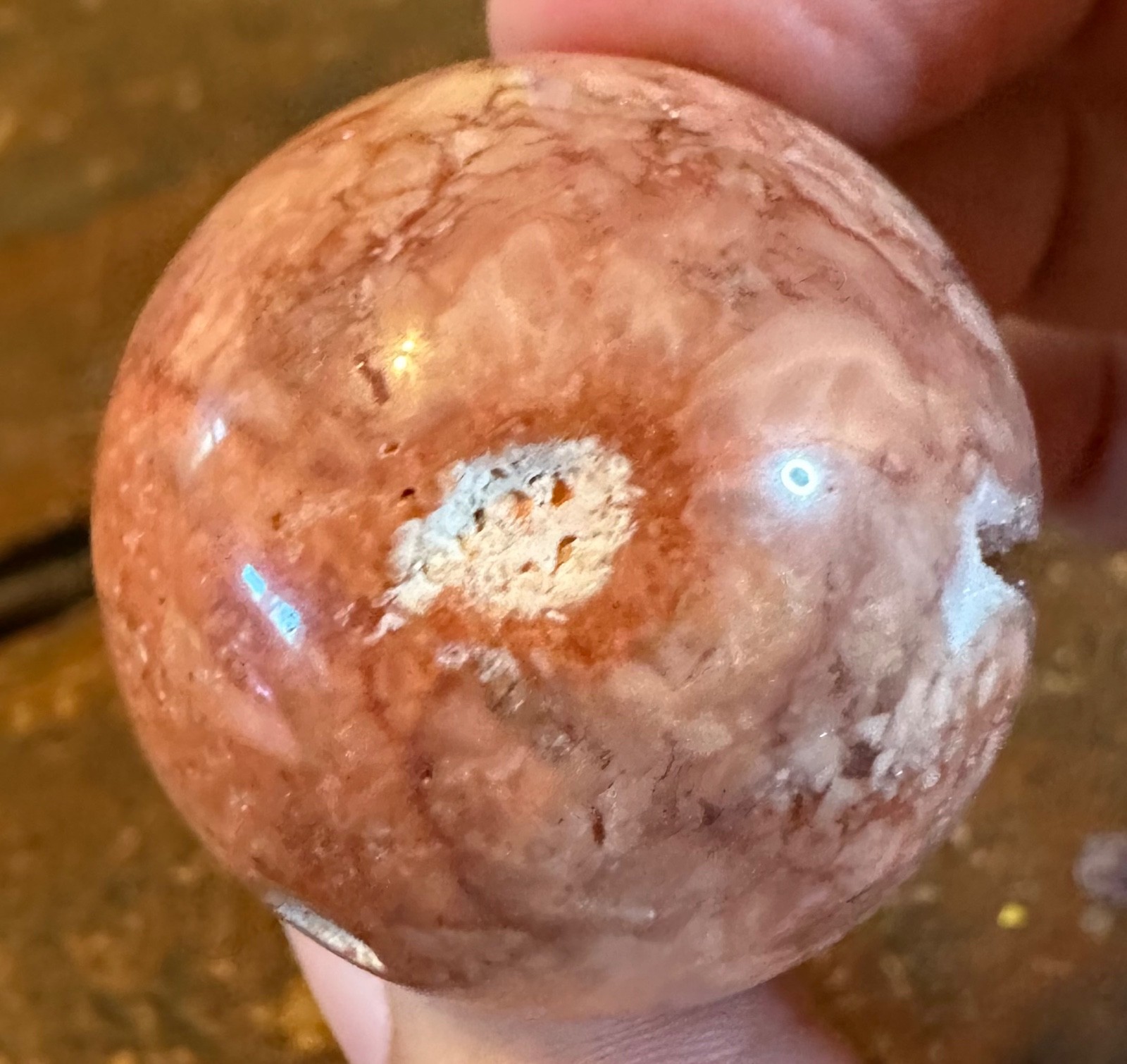 Two pink amethyst druzy spheres and “earth mother” resin stand Free shipping