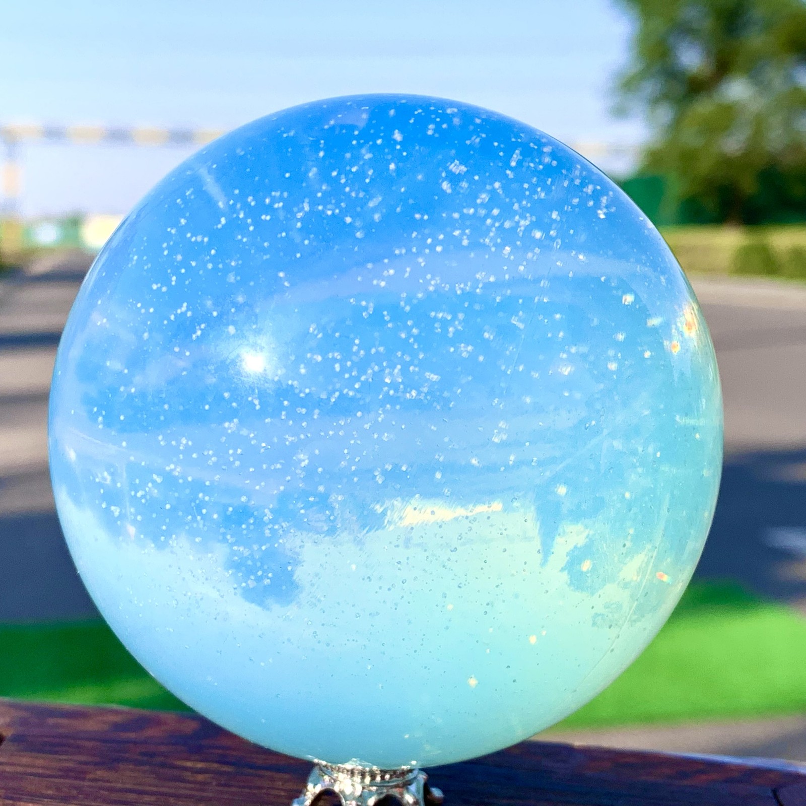 1.18LB Top opalite Ball Quartz Crystal Sphere Reiki Healing