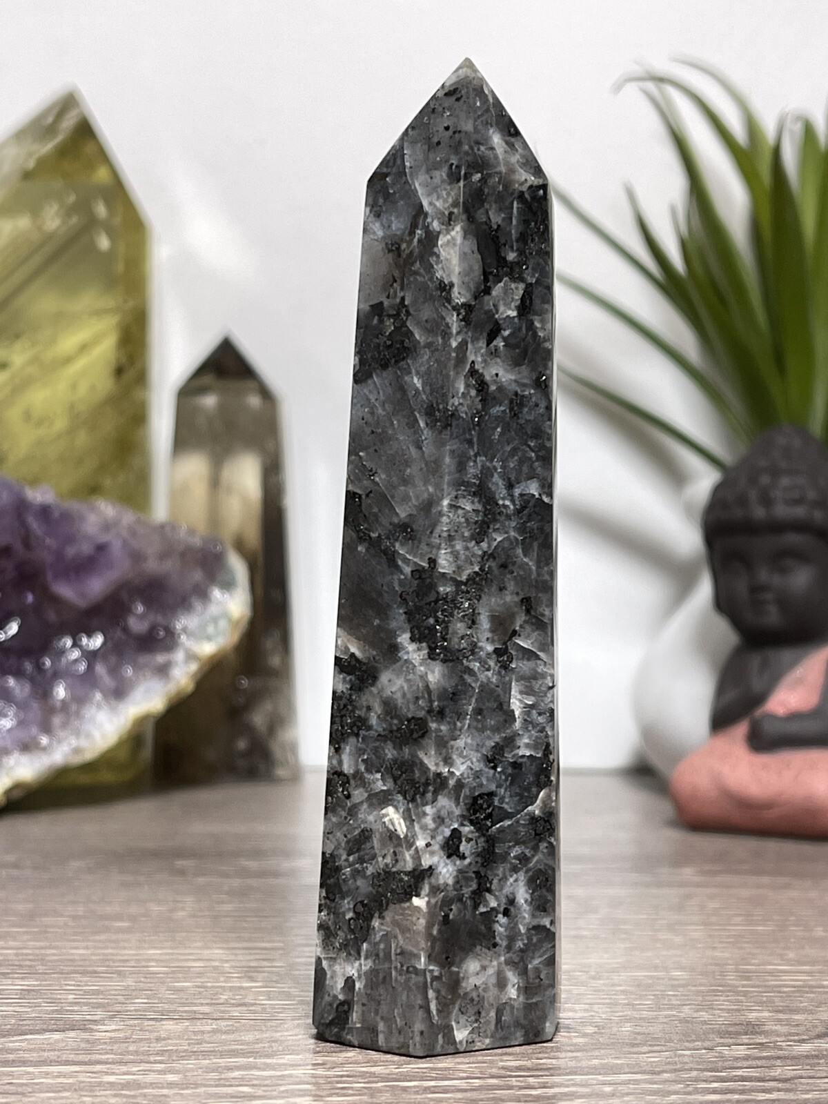 LARVIKITE TOWER – Feldspar Mineral Stone Reiki Chakra Wiccan Magick Yoga Decor