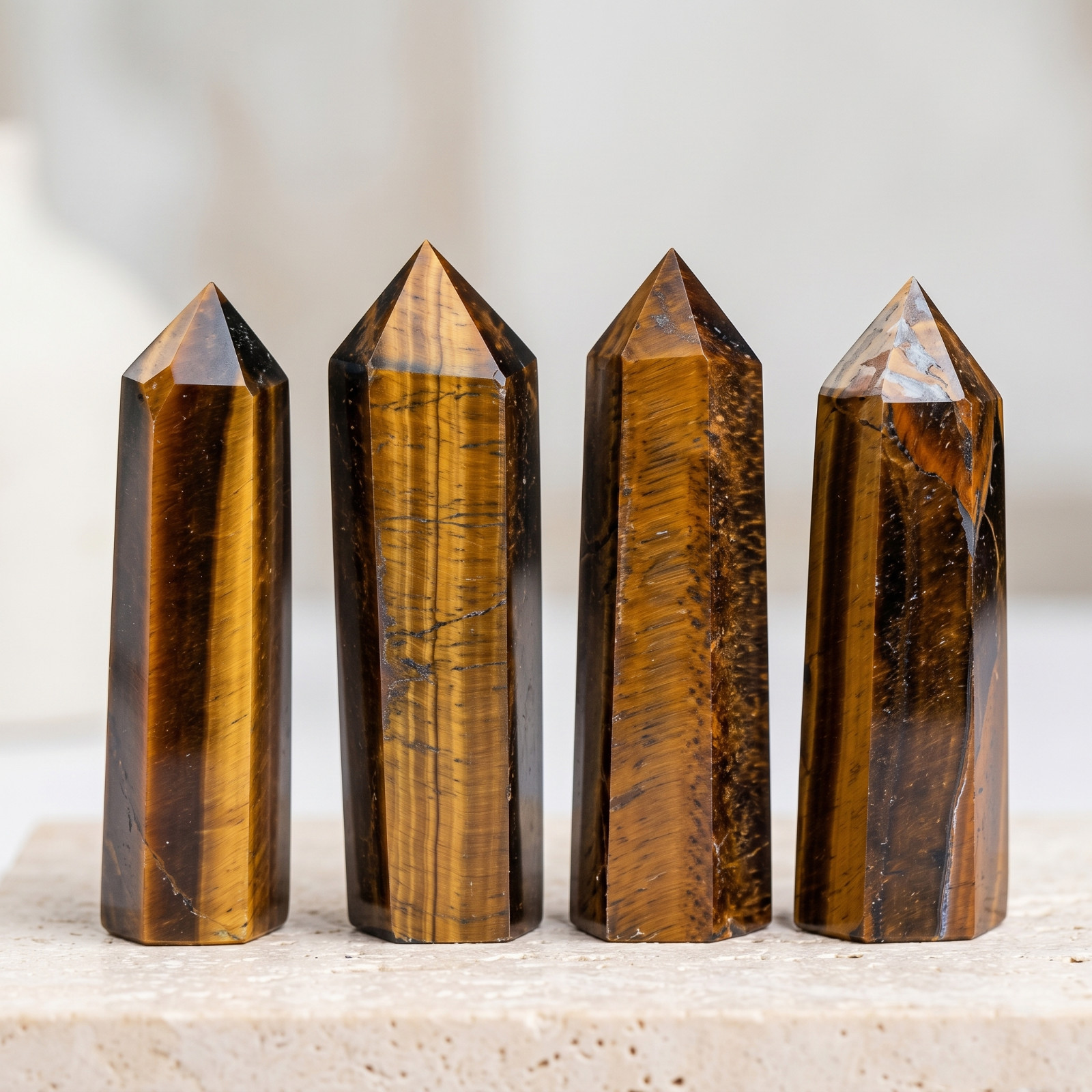 Tiger Eye Crystal Tower Obelisk 8-9cm Healing Protection Stone