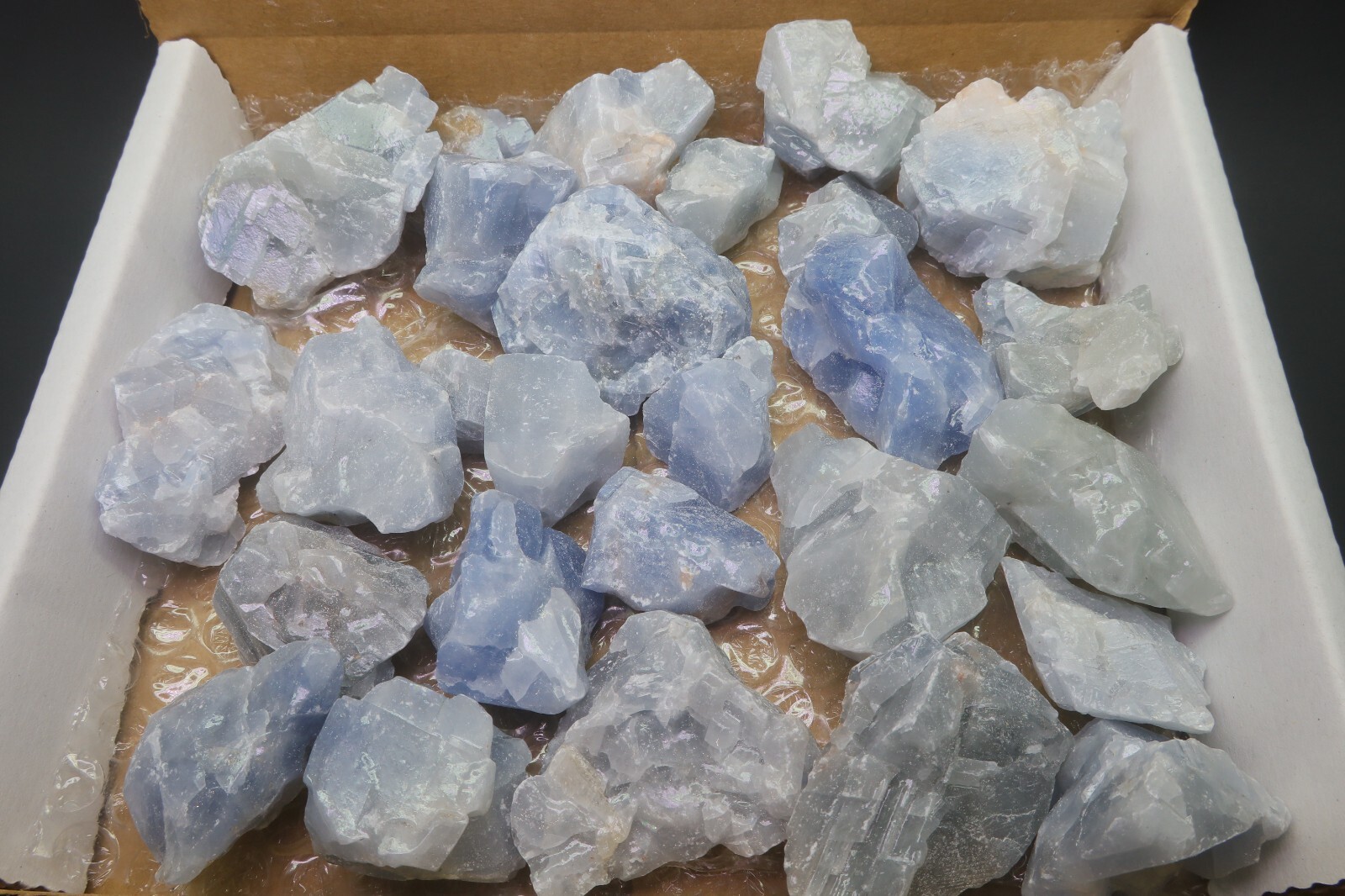 Blue Calcite Box 1 Lb Natural Blue Crystal Chunks Raw Mineral Specimens
