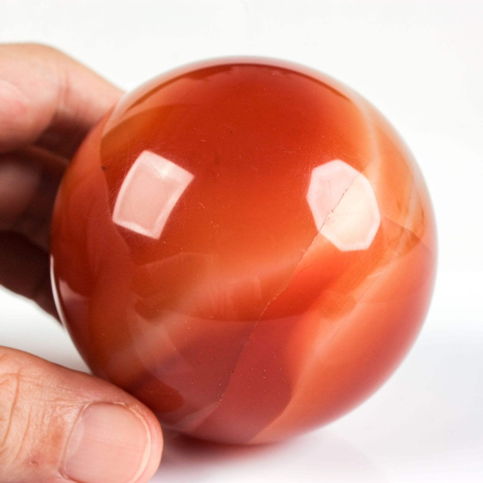 2.6″ 14.25oz Banded Carnelian Agate Sphere Crystal Ball Natural Mineral Specimen
