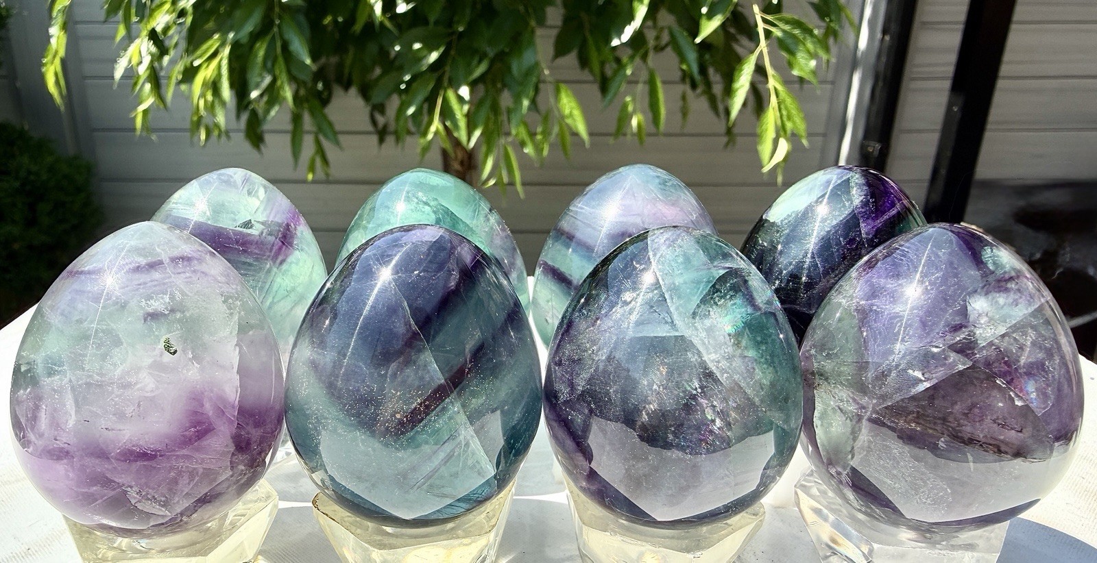 Wholesale Lot 8 Pcs Natural Fluorite Egg Crystal Healing Energy
