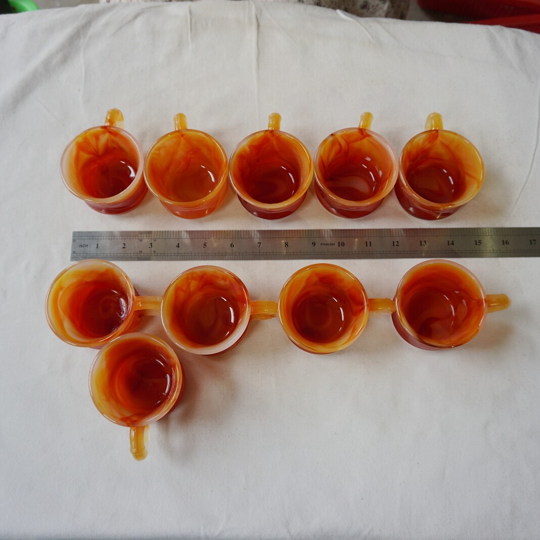 2Pcs Pretty Manmade Art Agate Carnelian Quartz Crystal Cup Carving Healing
