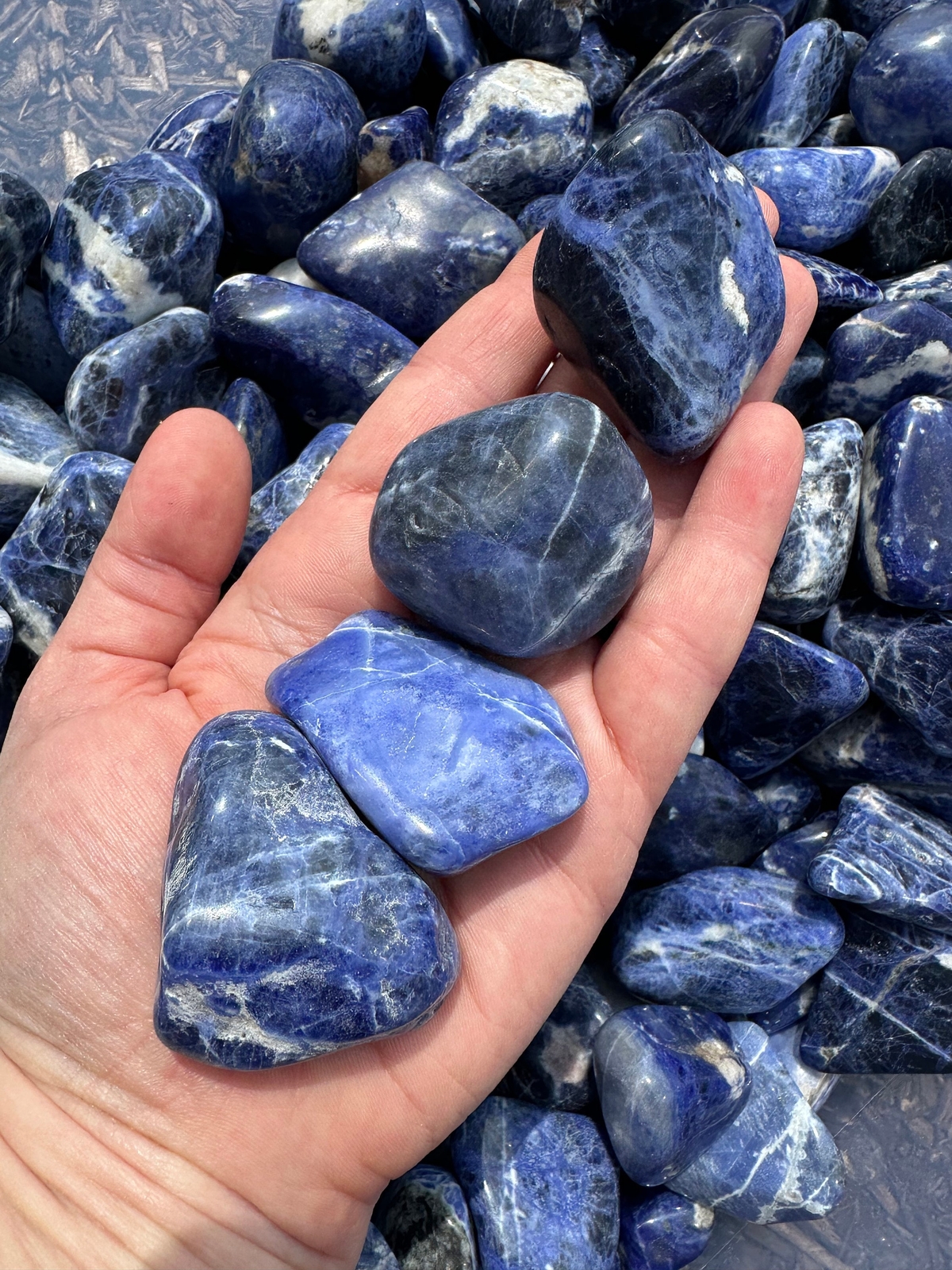 Large Tumbled Sodalite Pebbles, Natural Sodalite from Brazil